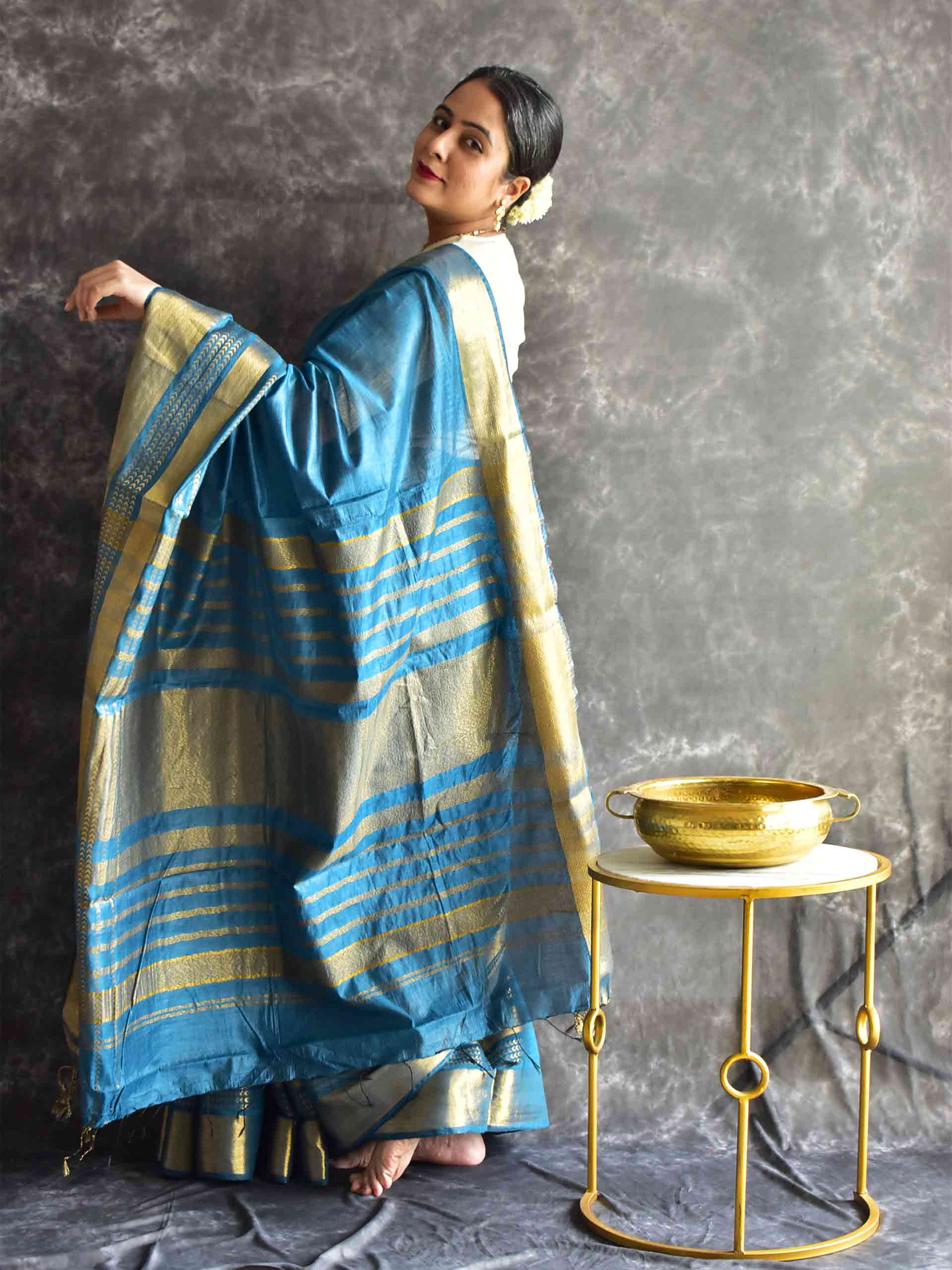 Blue - silk saree