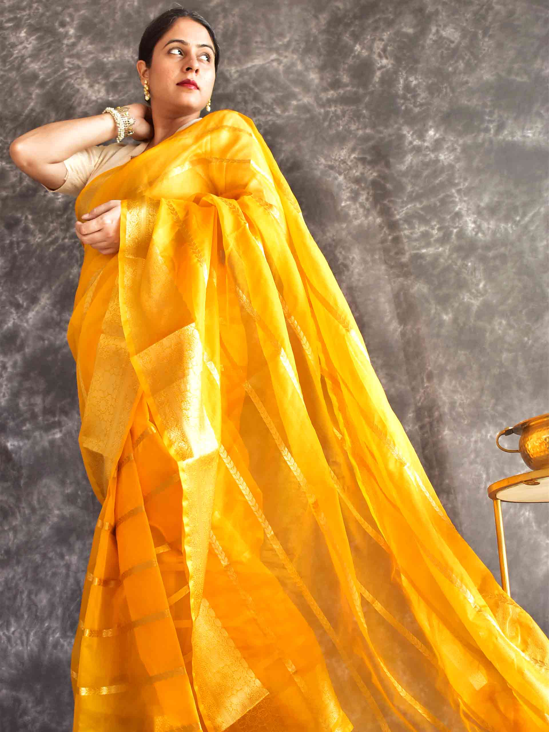 Mustard Yellow - silk saree