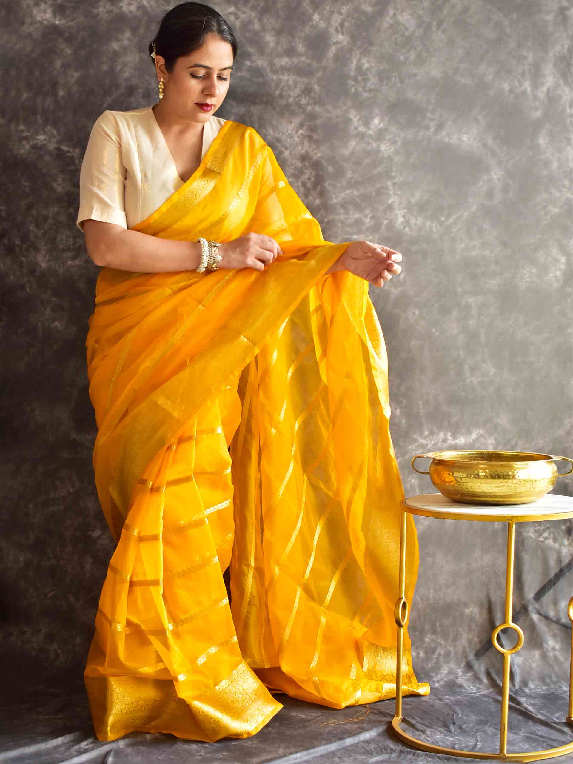 Mustard Yellow - silk saree