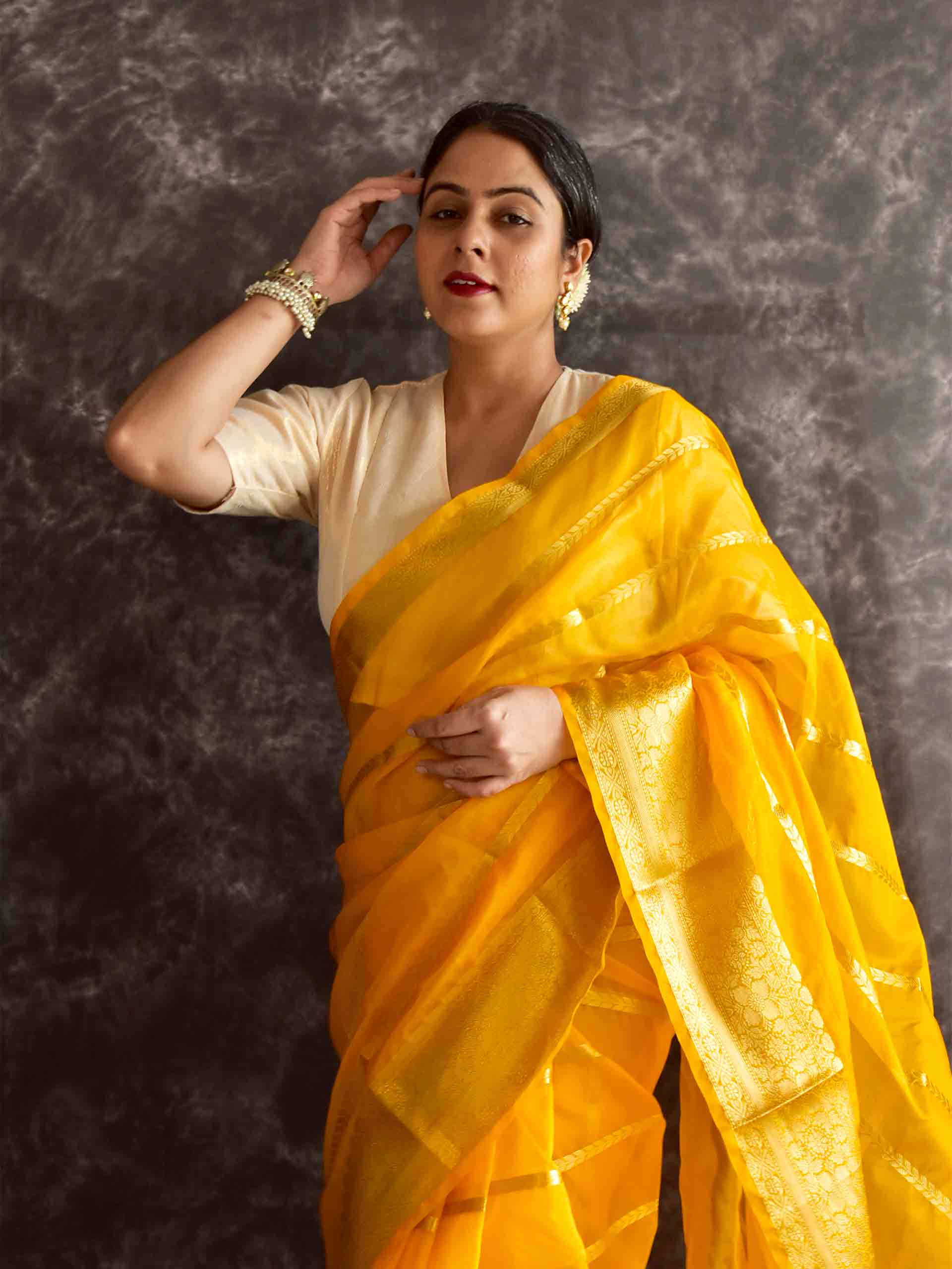 Mustard Yellow - silk saree