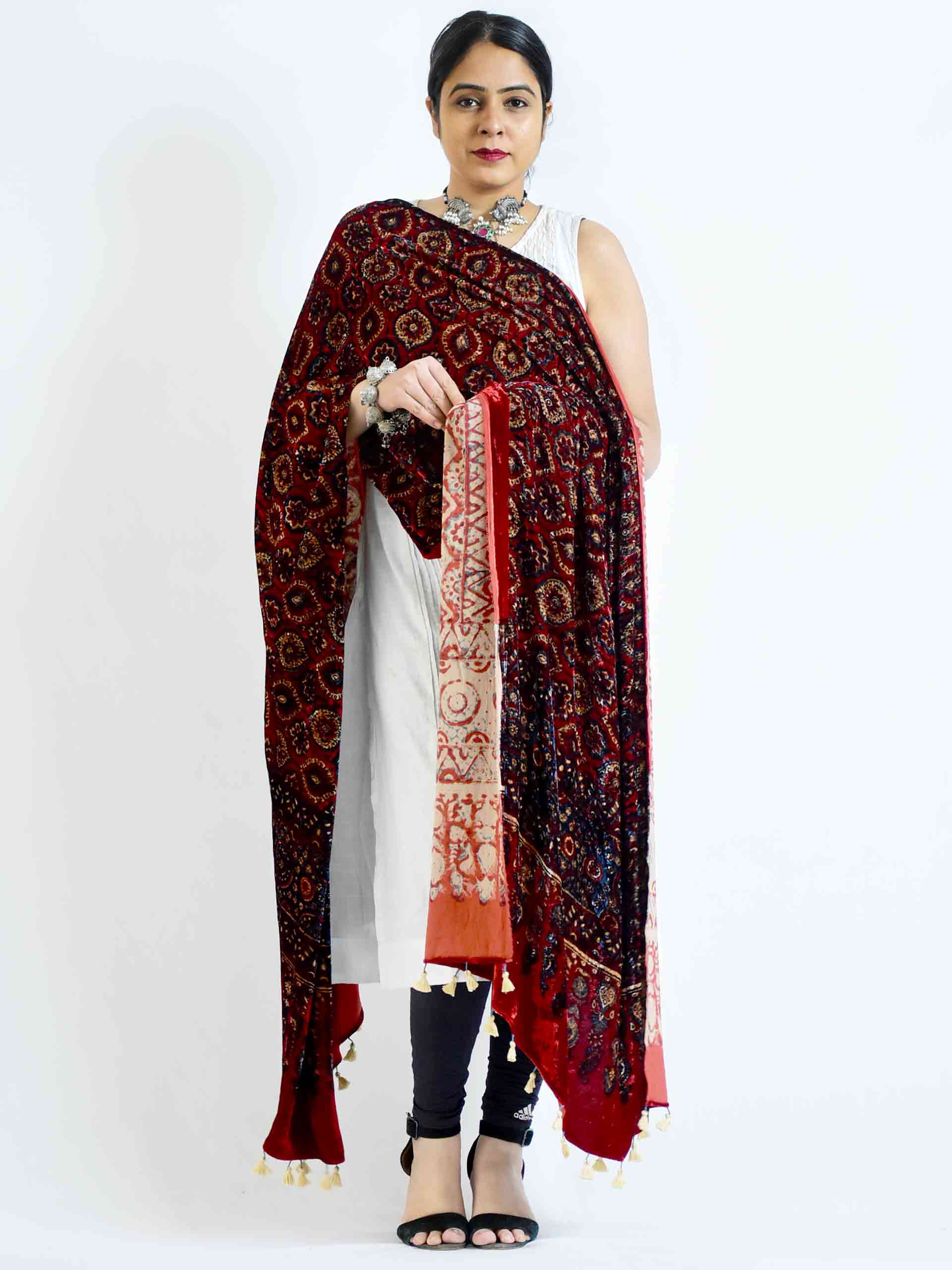 Buy Ajrakh Silk Velvet Dupatta Online