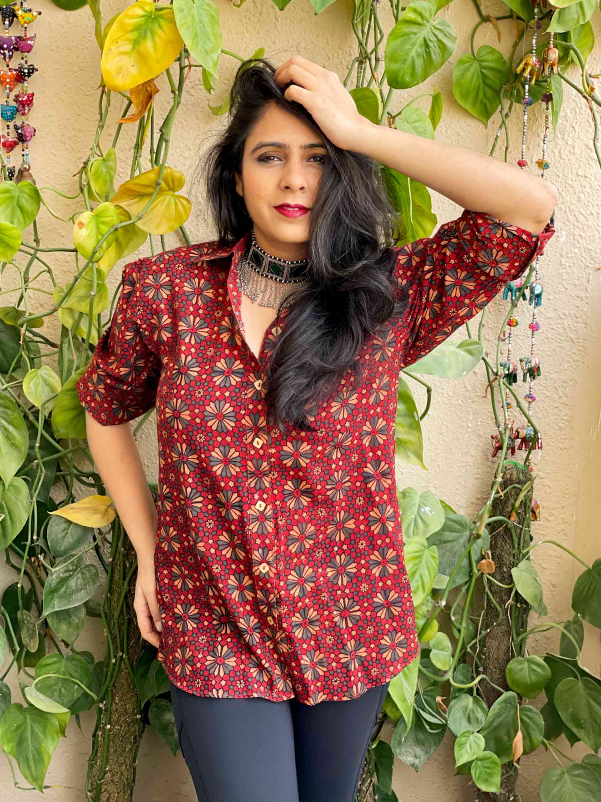 Buy Stylish Formal Shirts for Women Ajrakh Printed Shirt for Women