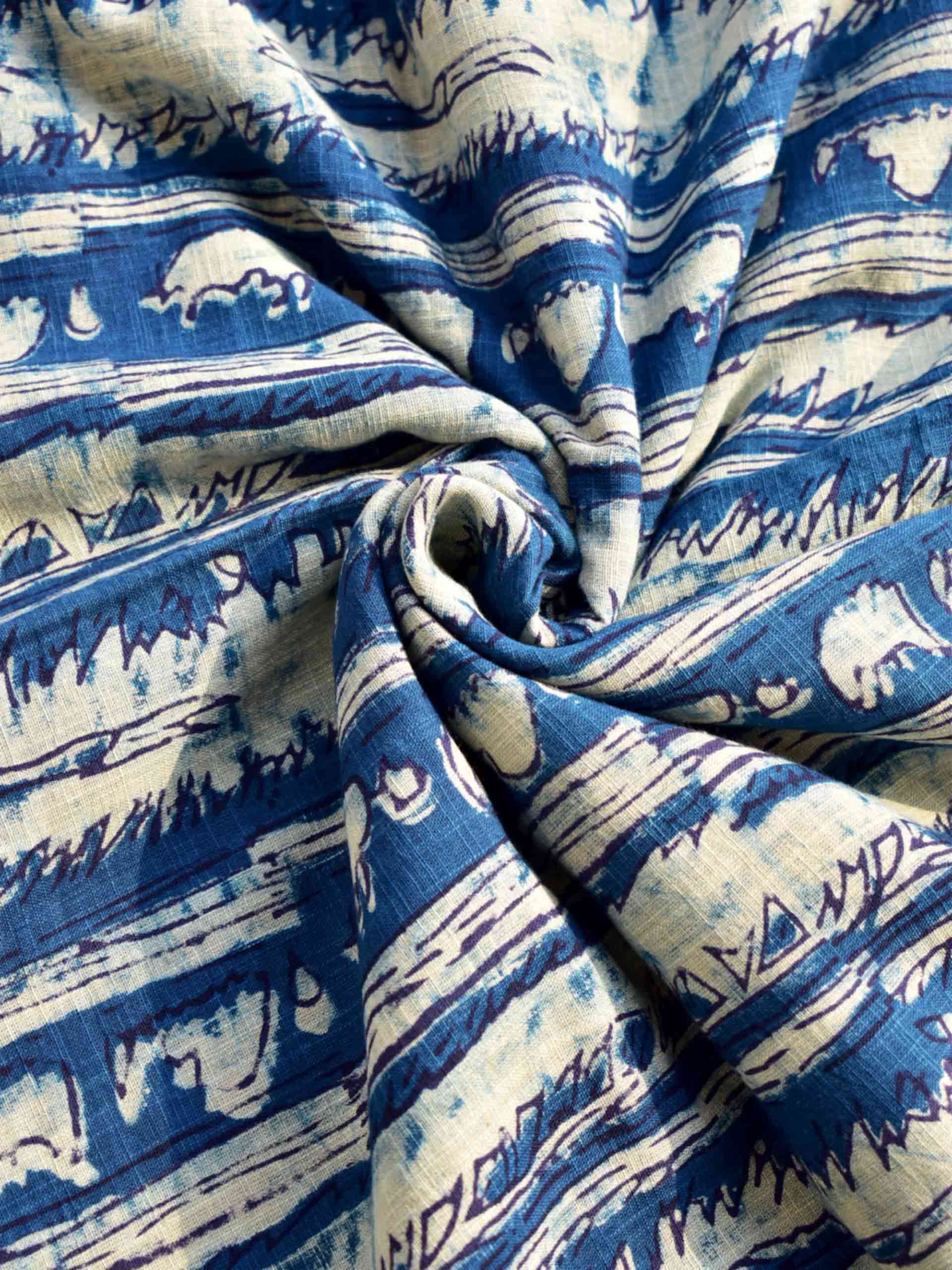 Forest - hand block printed Cotton fabric 330 per meter