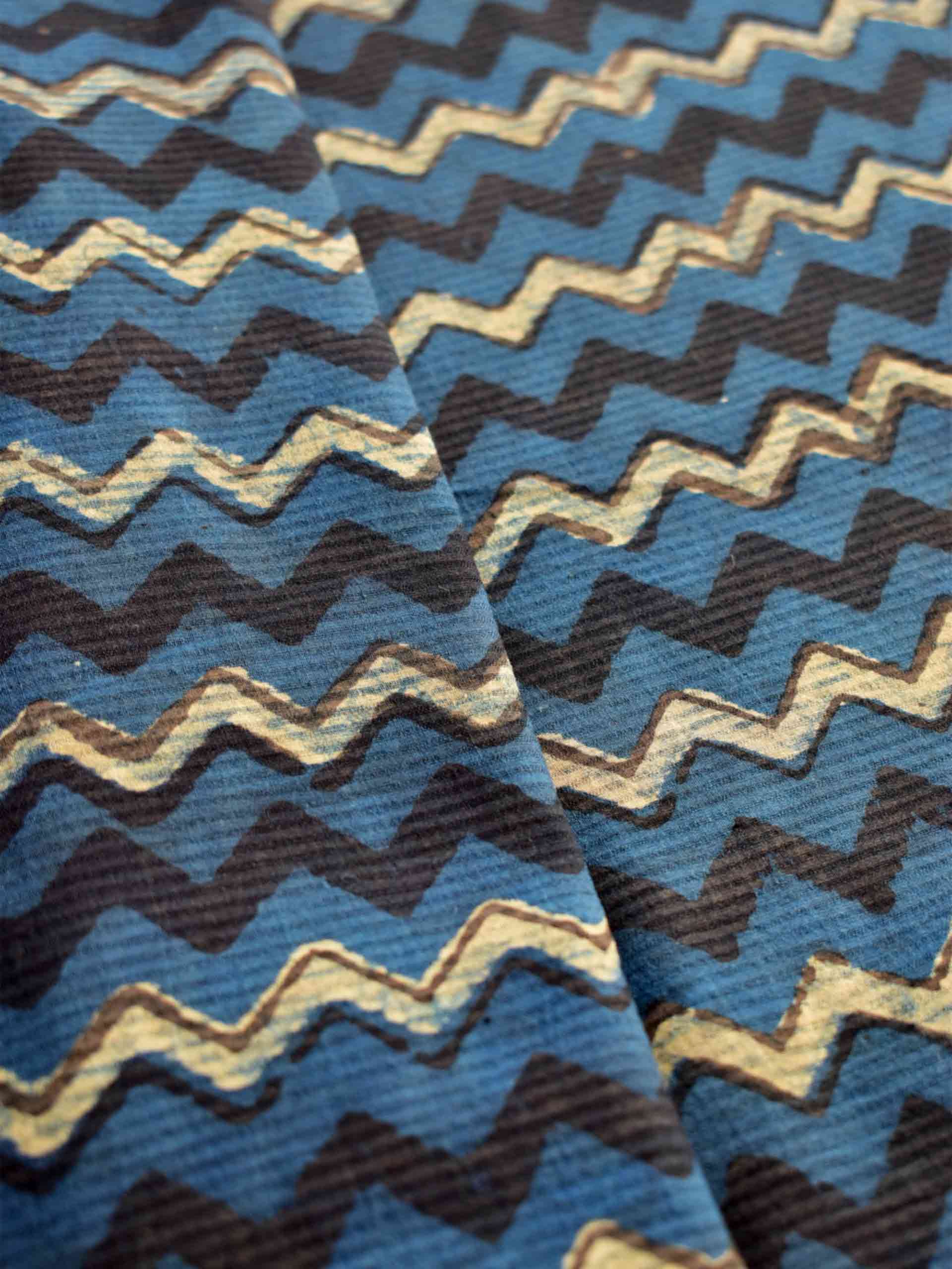 Chevron - hand block printed Cotton fabric 330 per meter