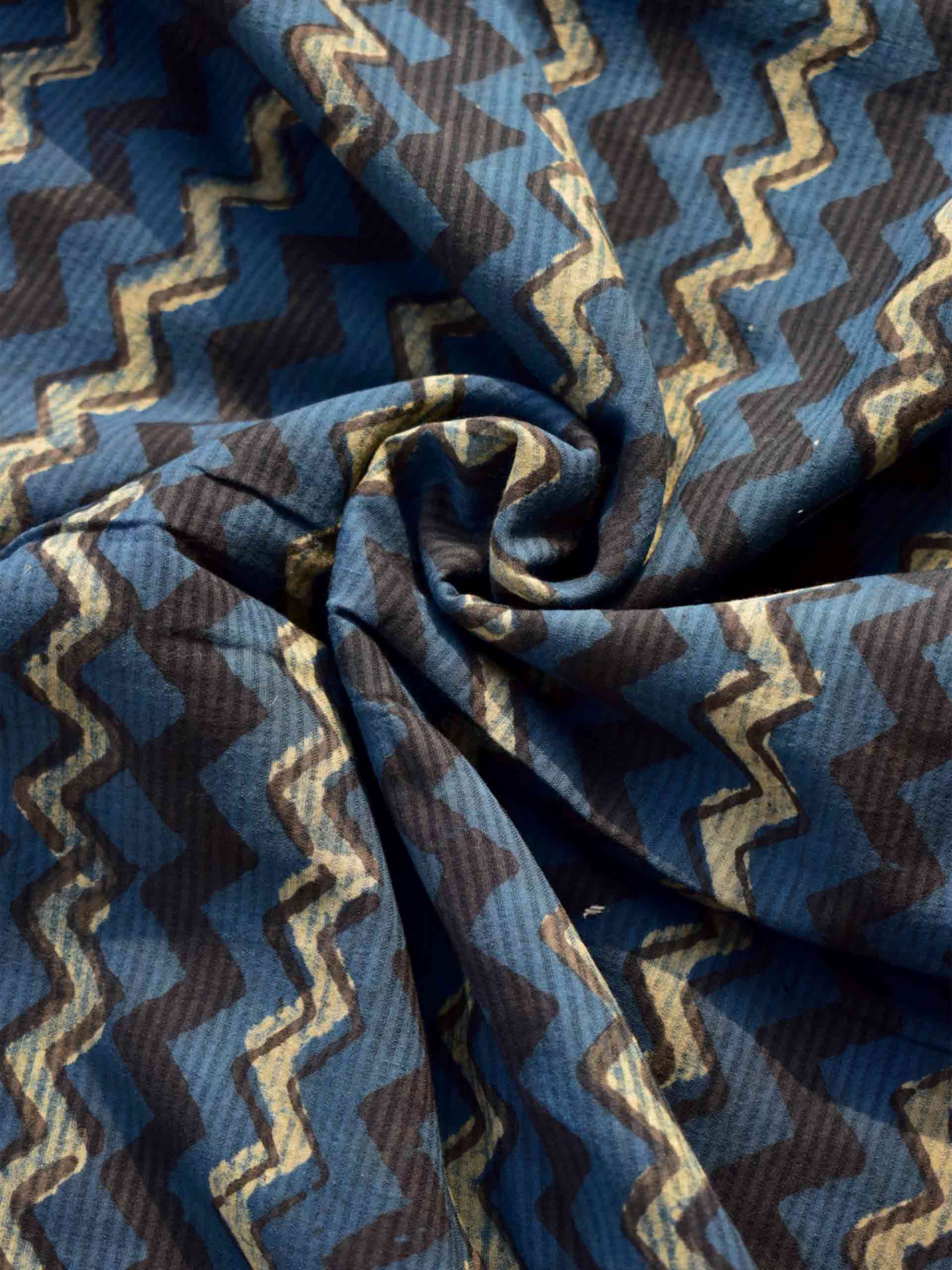 Chevron - hand block printed Cotton fabric 330 per meter