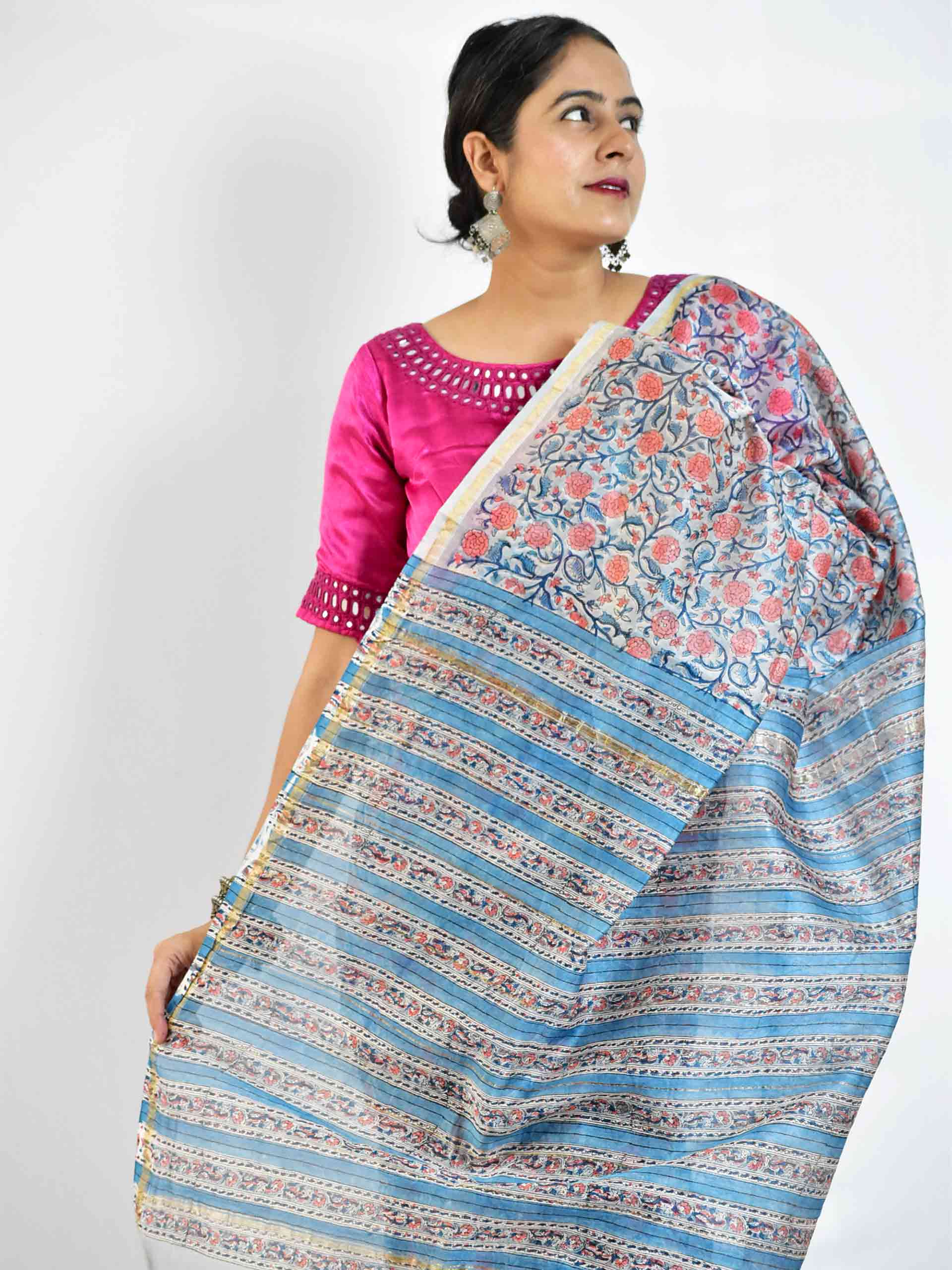 Dilruba - Dabu Chanderi silk saree