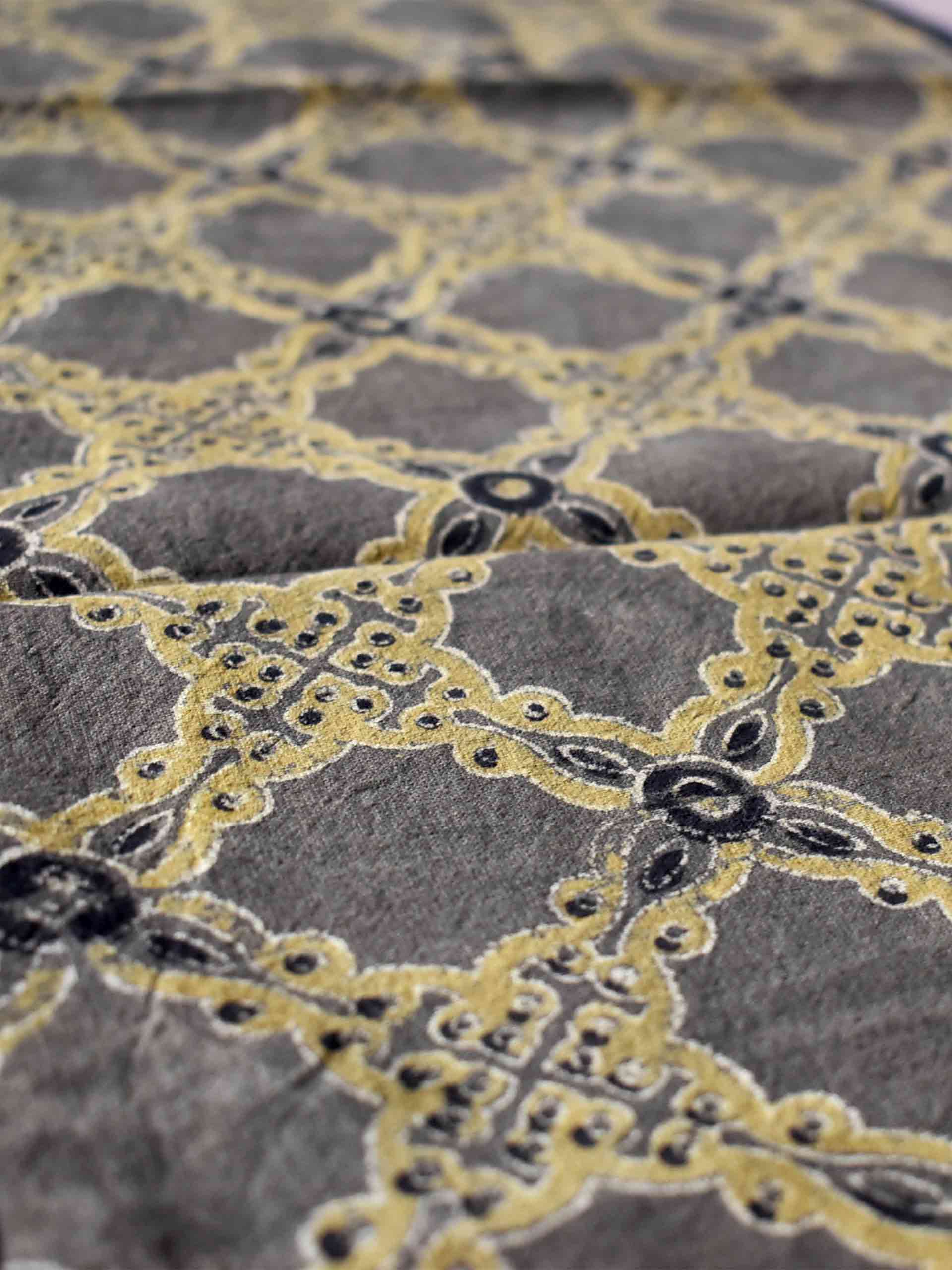 Matti - Ajrakh embroidered Table Runner 13x74