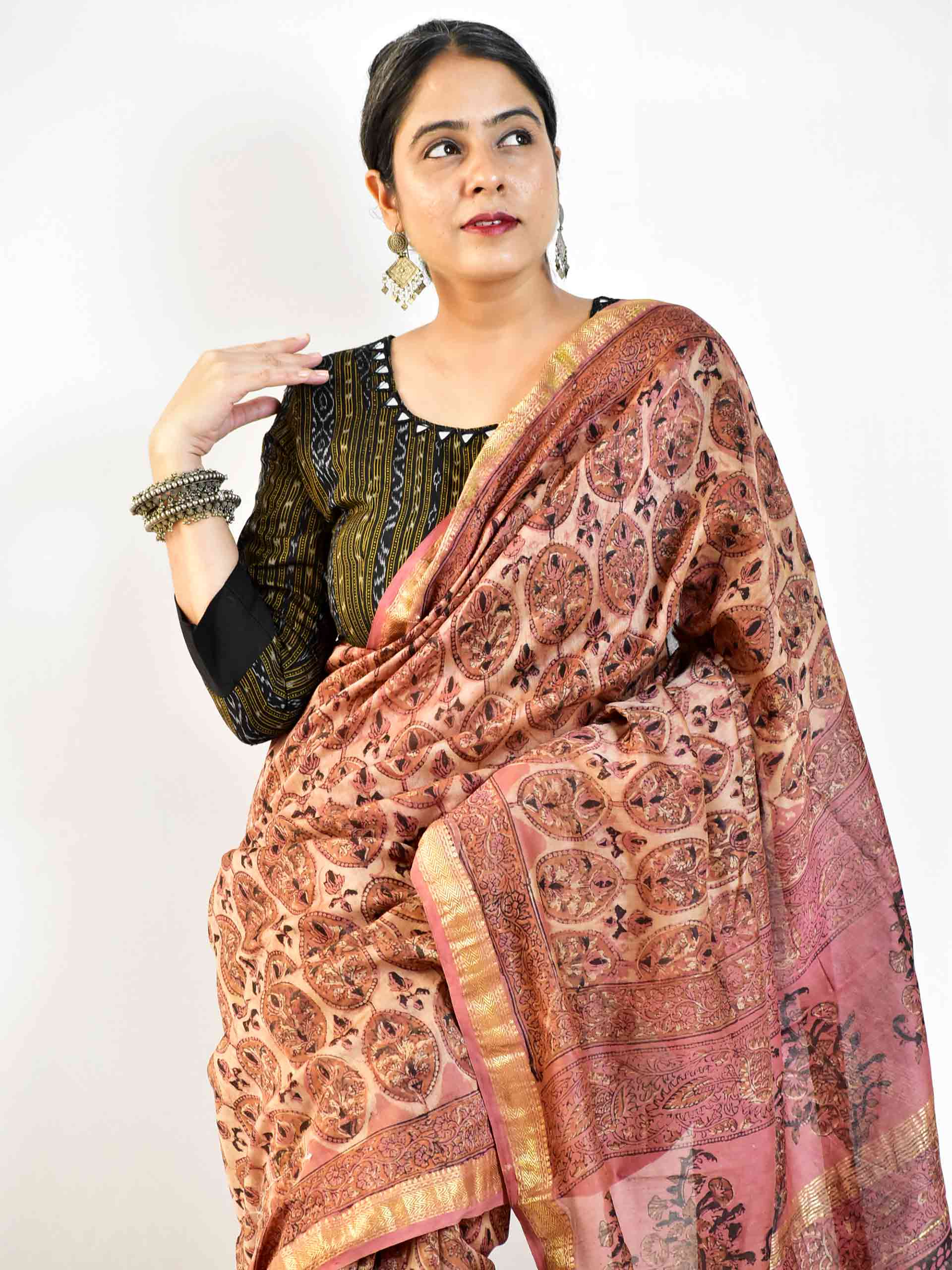 judaa - Dabu Maheshwari silk saree