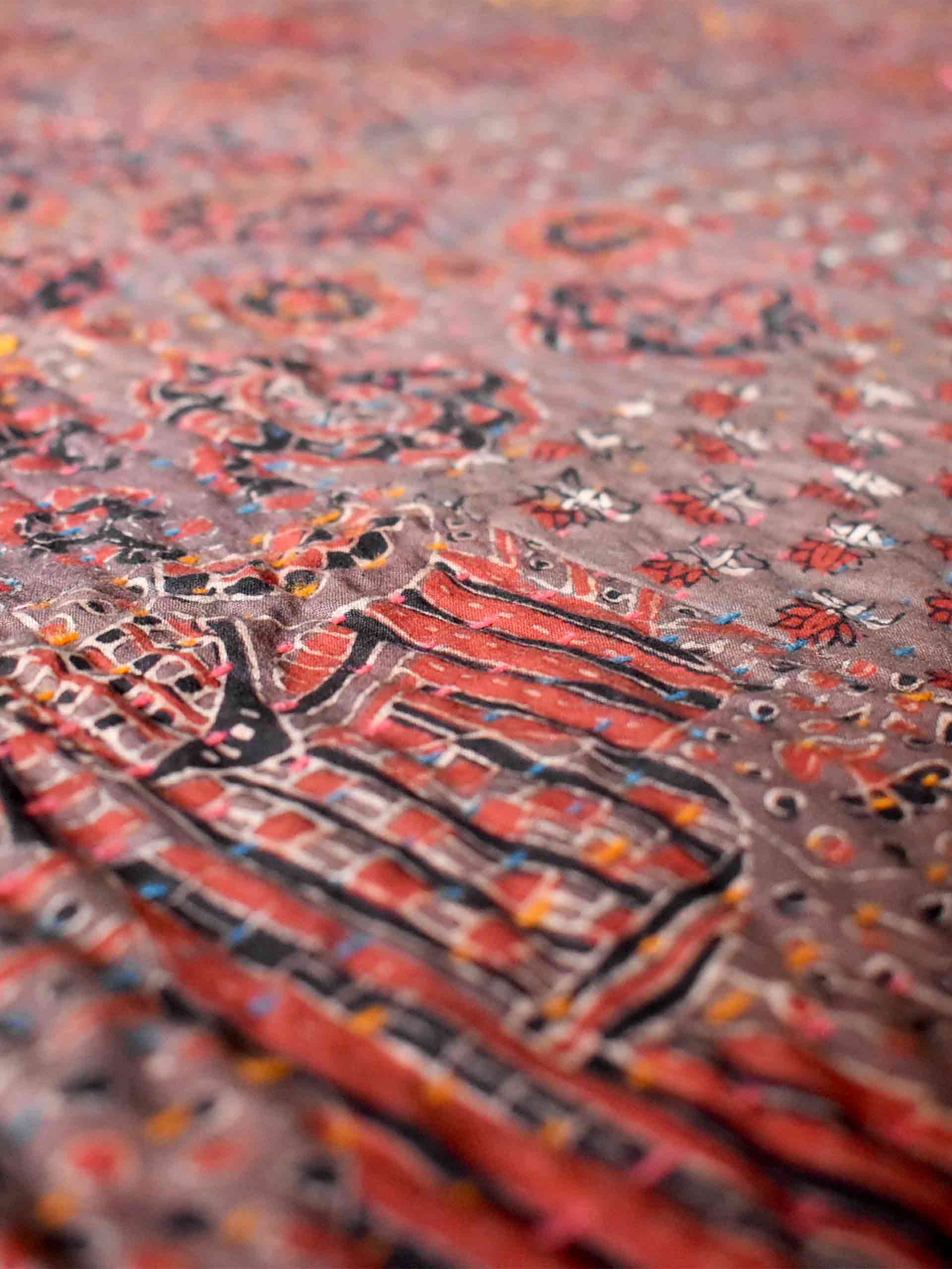 cosmo - Ajrakh Patchwork kantha Bedcover