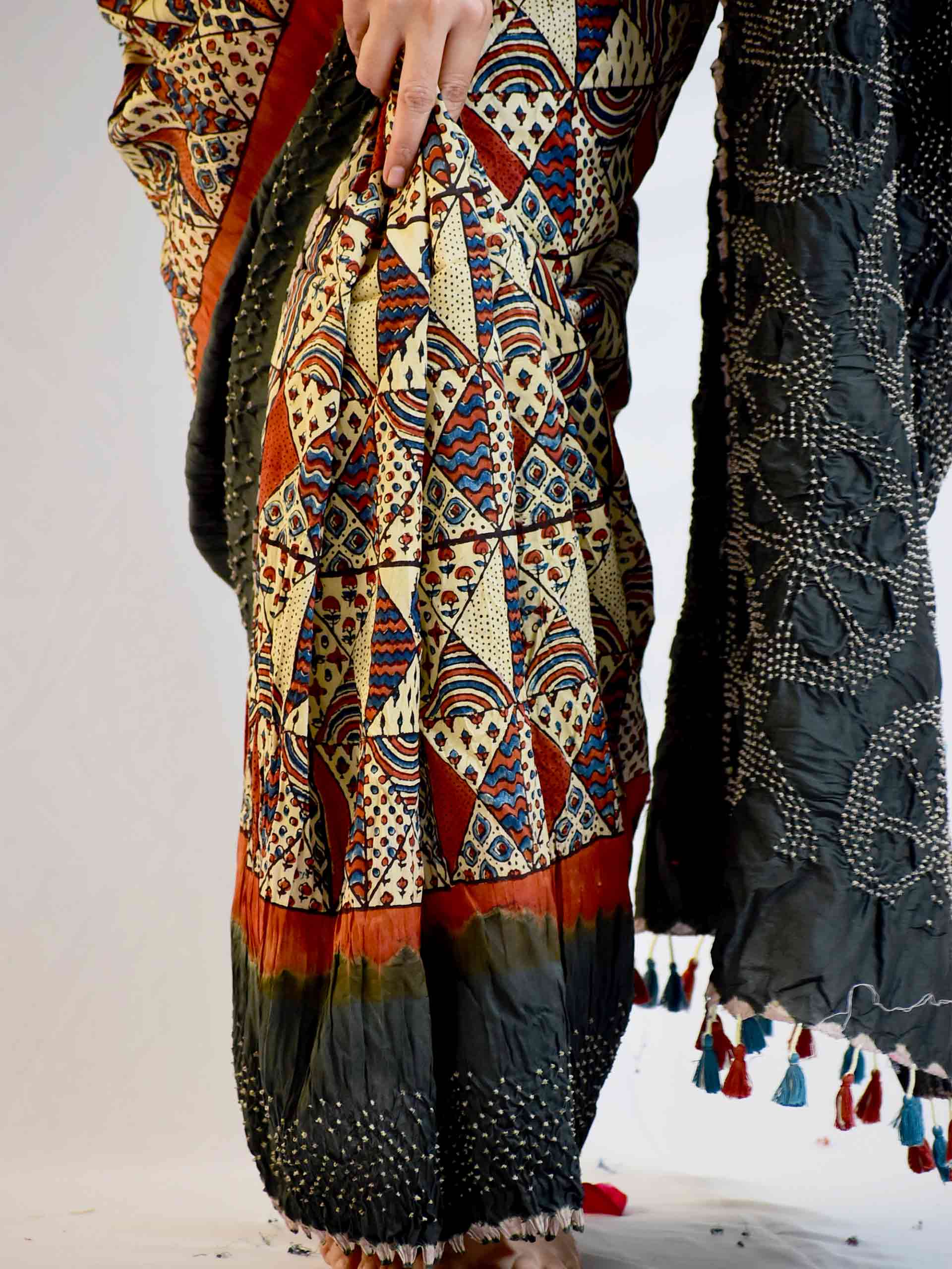 Ajrakh Chanderi Silk Saree Online