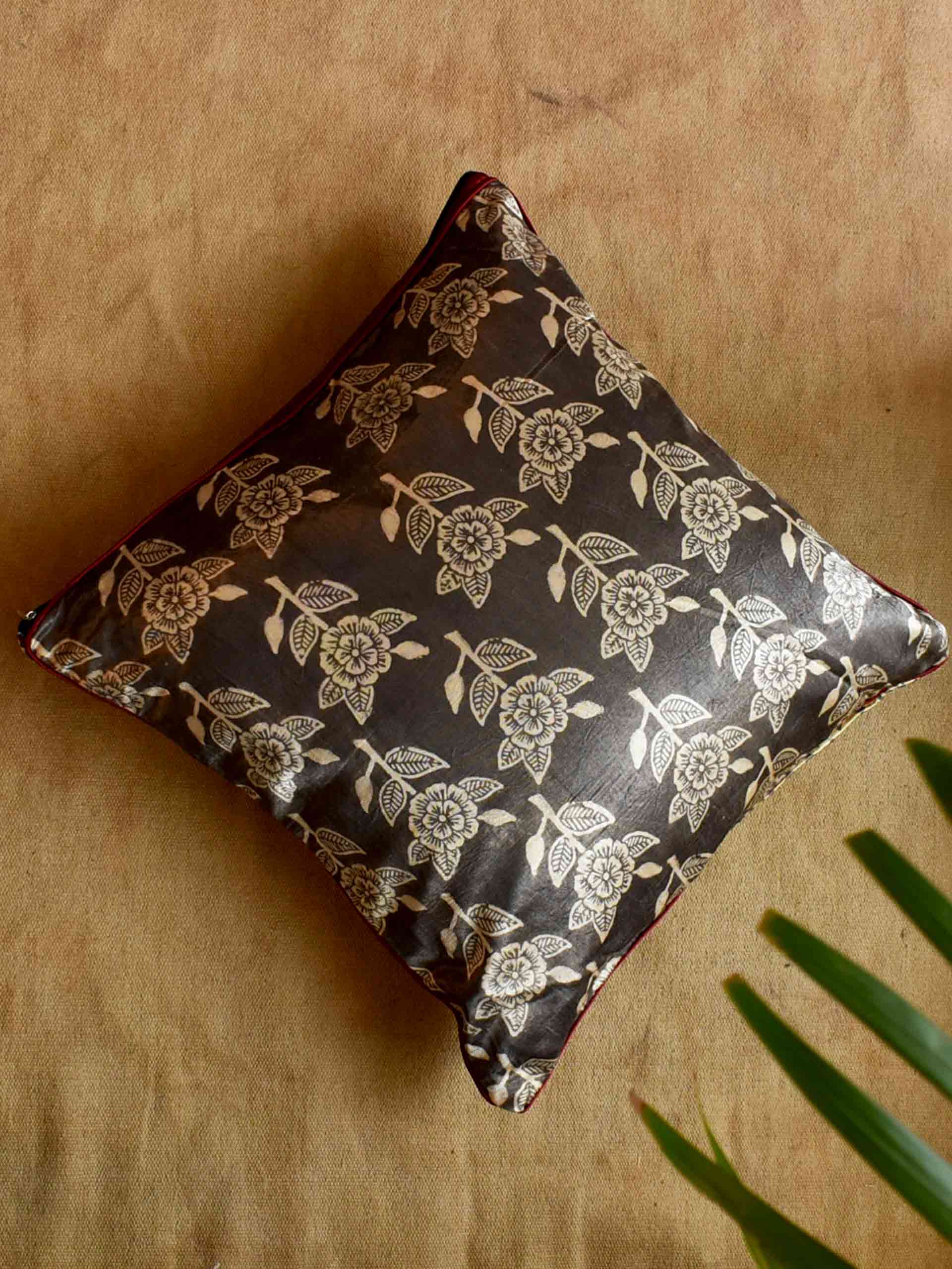 Ajrakh Mashru Silk dual sided Cushion Cover