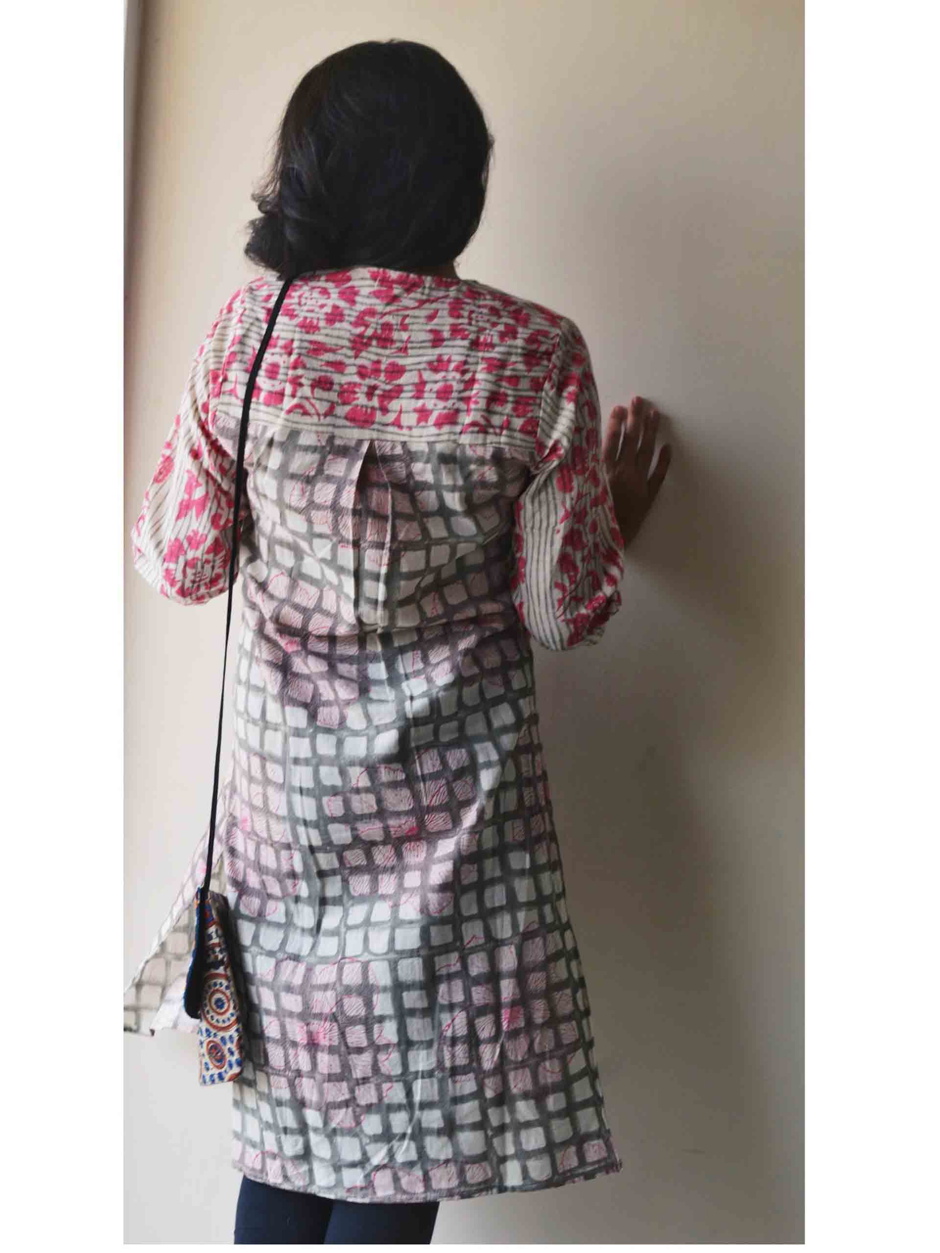 Hand block printed handwoven cotton kurti