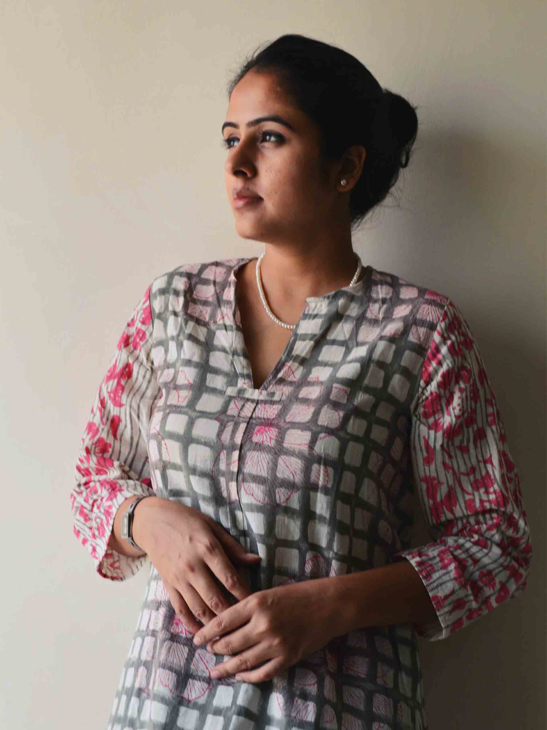Hand block printed handwoven cotton kurti