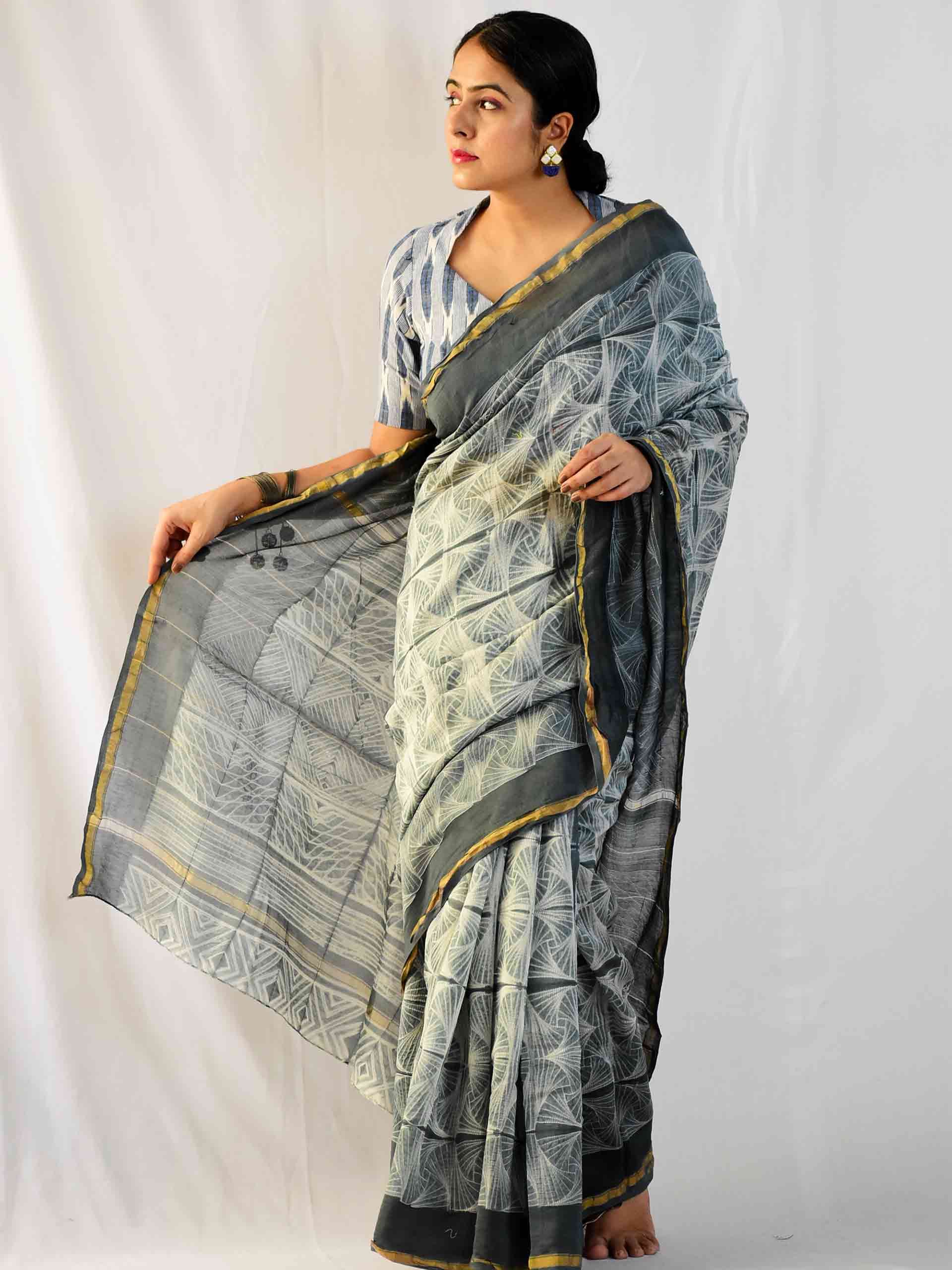 Patterns - Shibori Chanderi silk saree