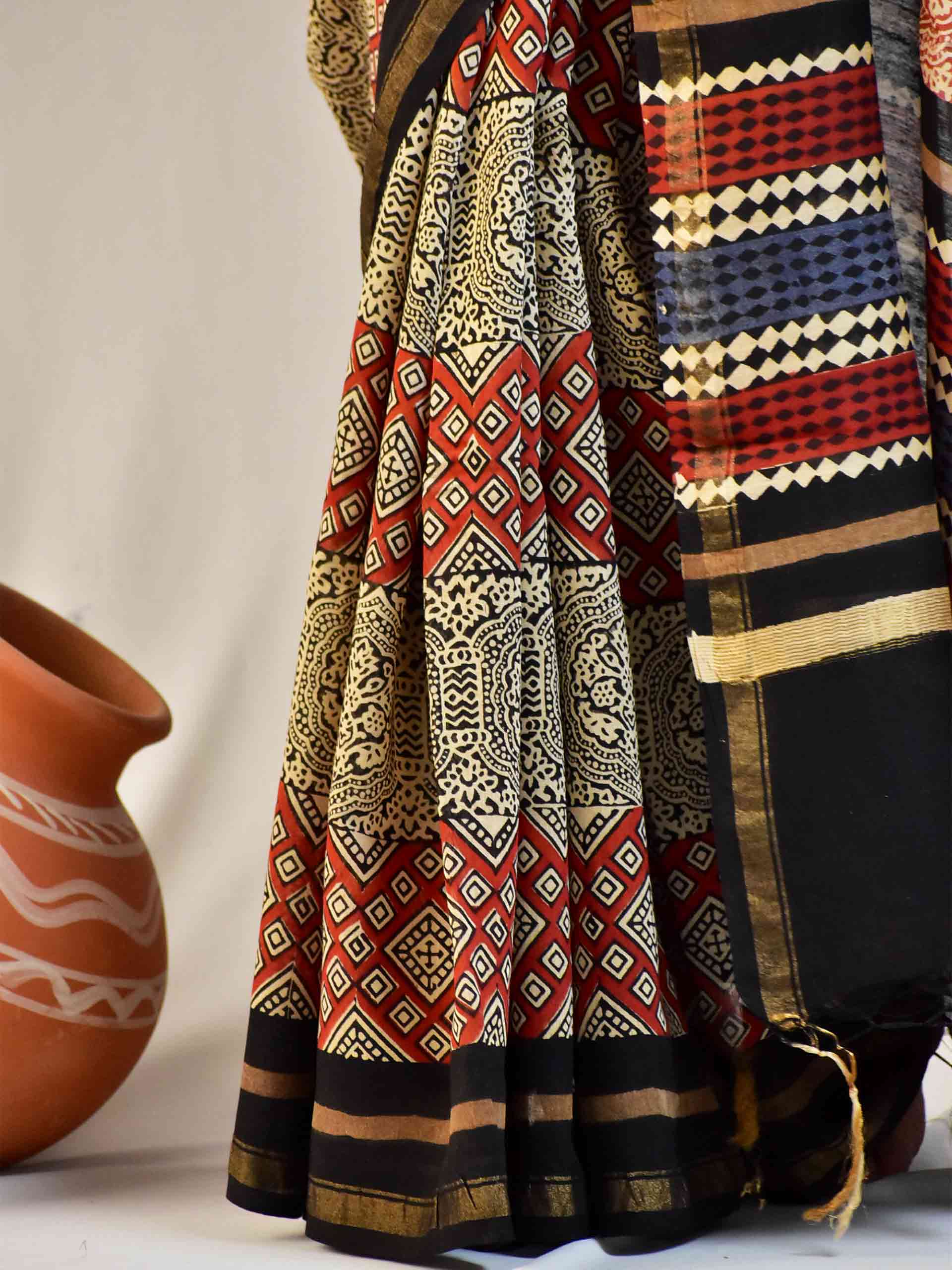 Heera - Dabu Chanderi silk saree