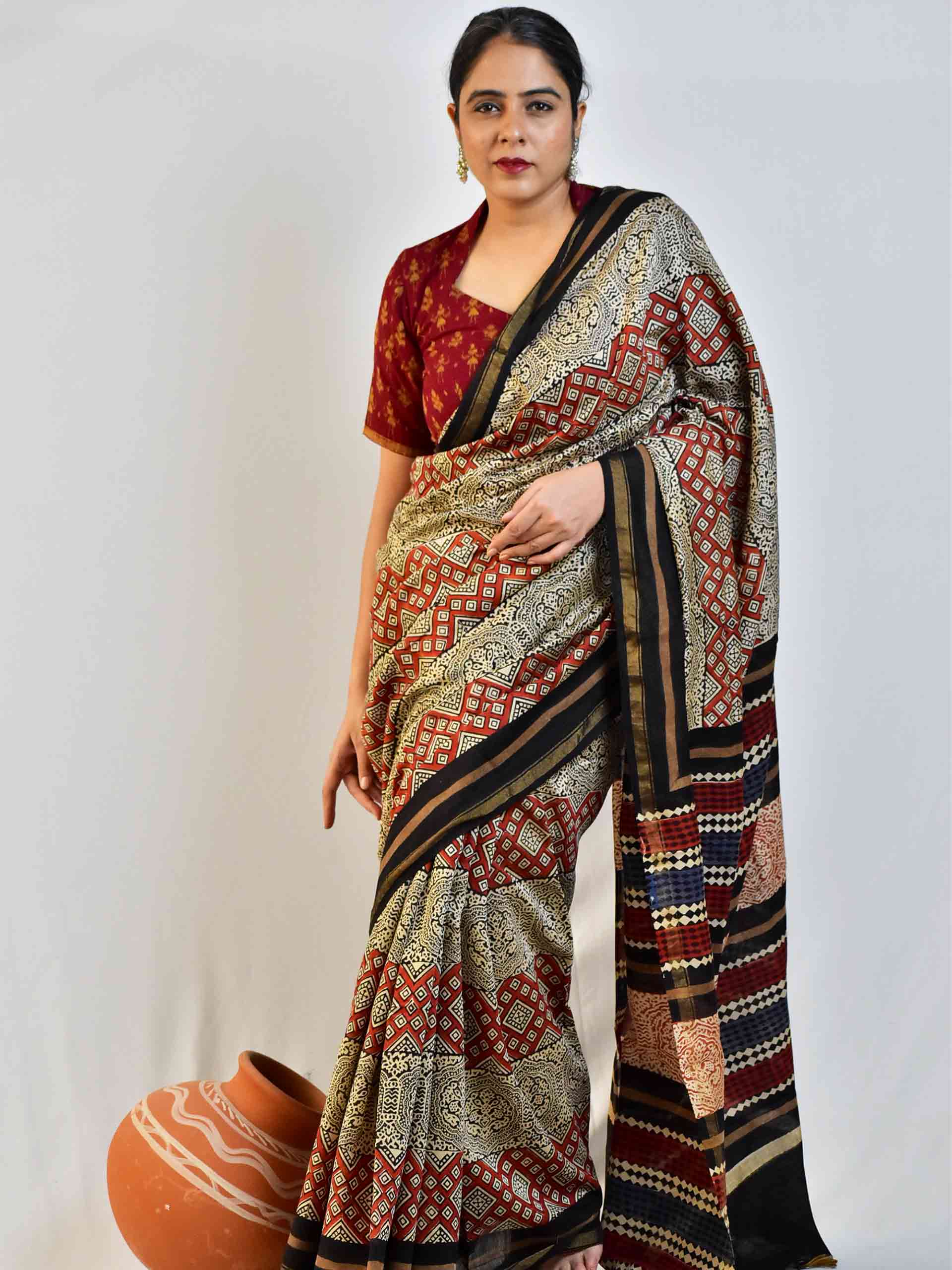 Heera - Dabu Chanderi silk saree