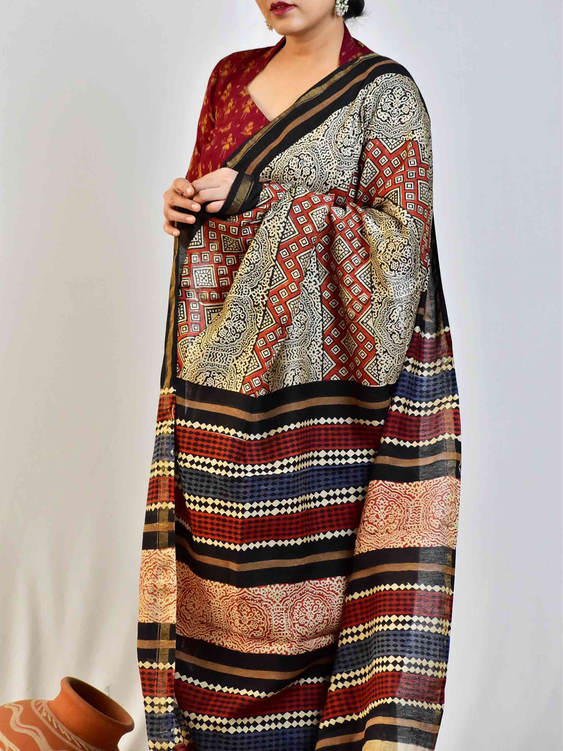 Heera - Dabu Chanderi silk saree