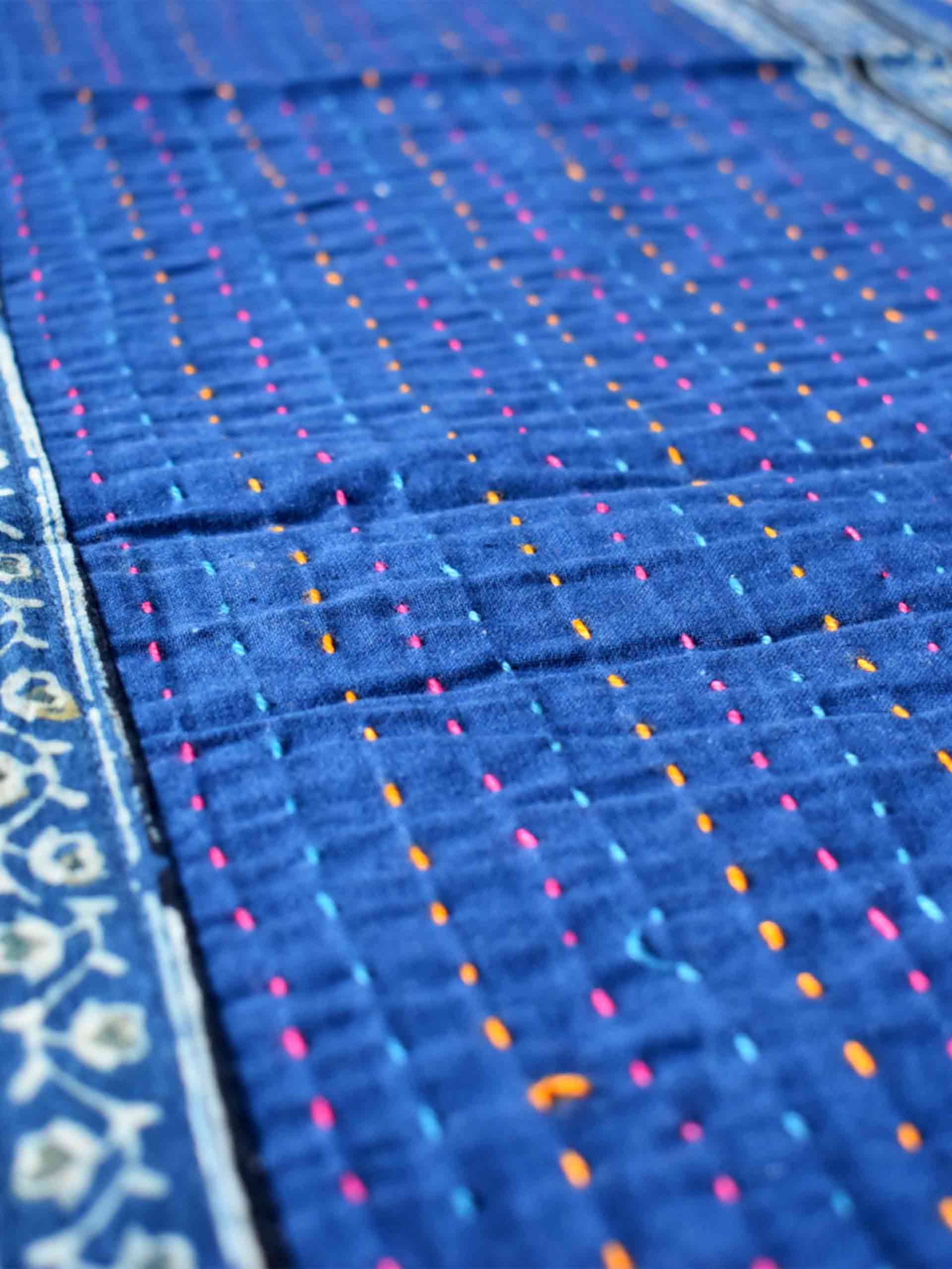 Arpan - Ajrakh kantha Table Runner 13x74