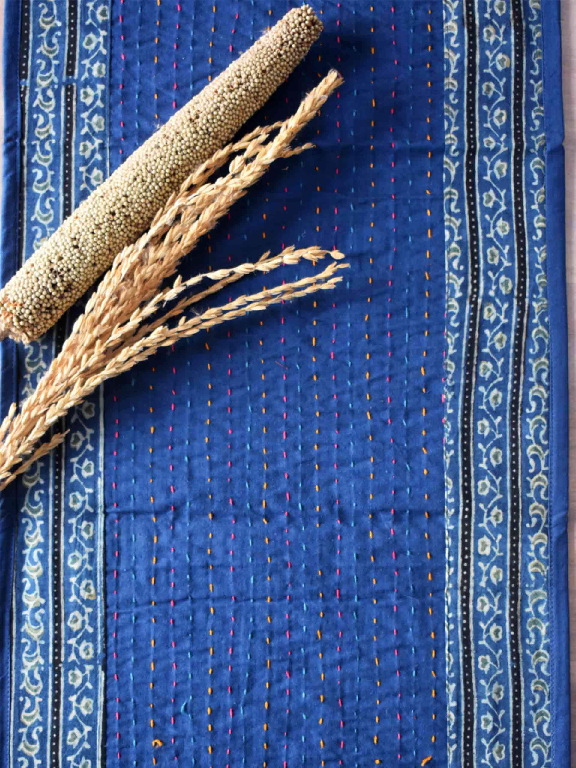Arpan - Ajrakh kantha Table Runner 13x74