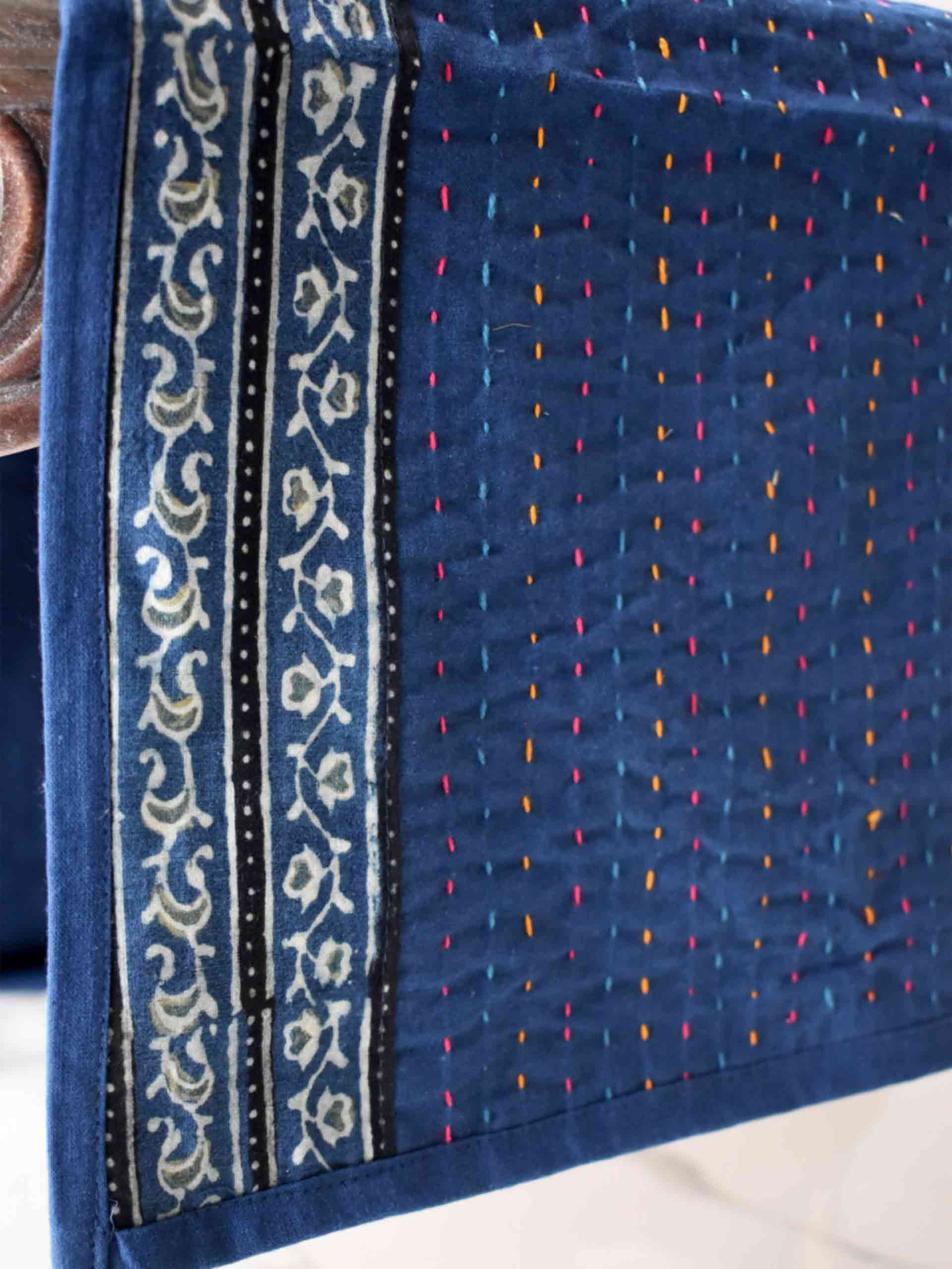 Arpan - Ajrakh kantha Table Runner 13x74