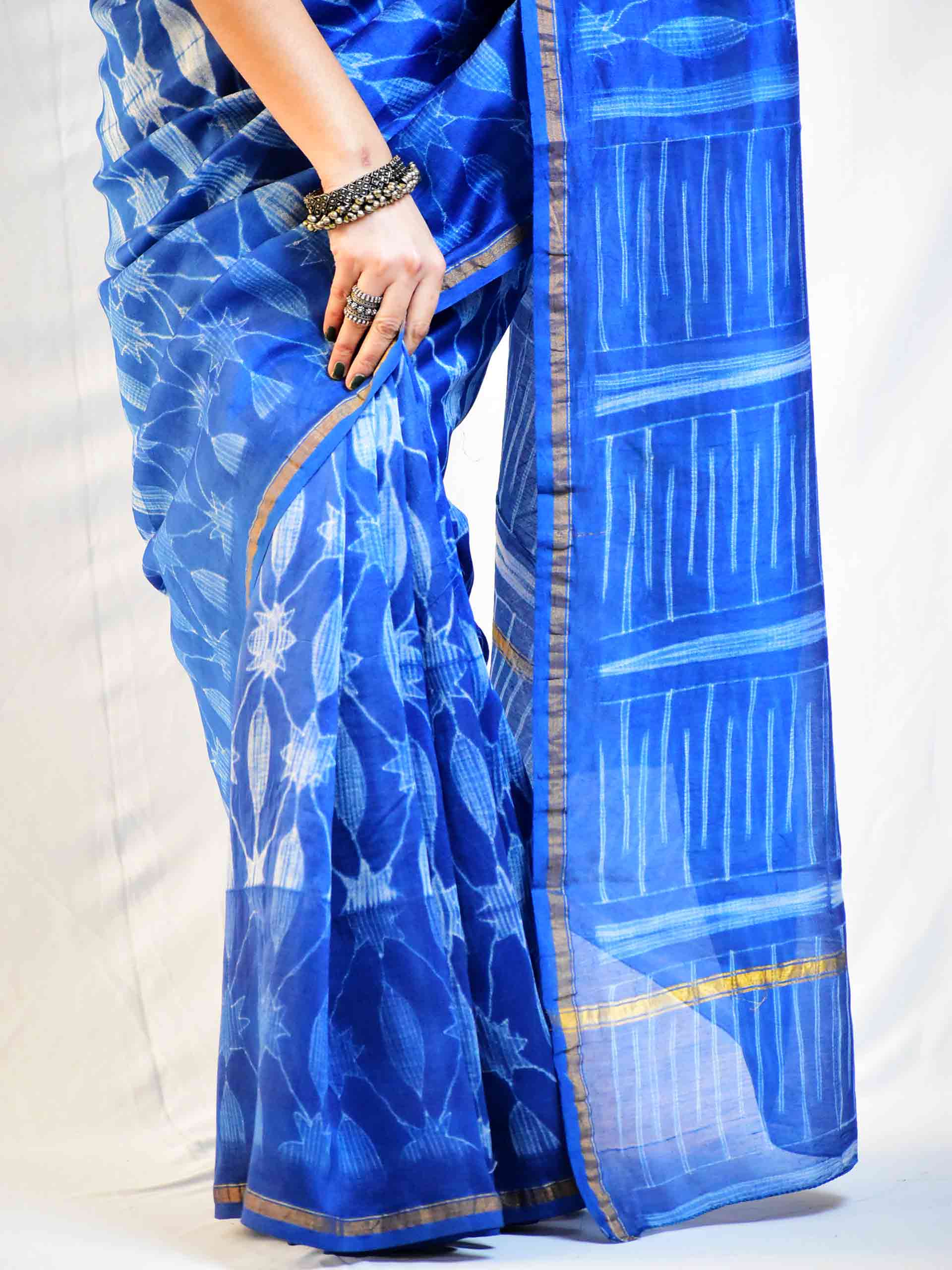 Shibori Chanderi Silk Saree Online