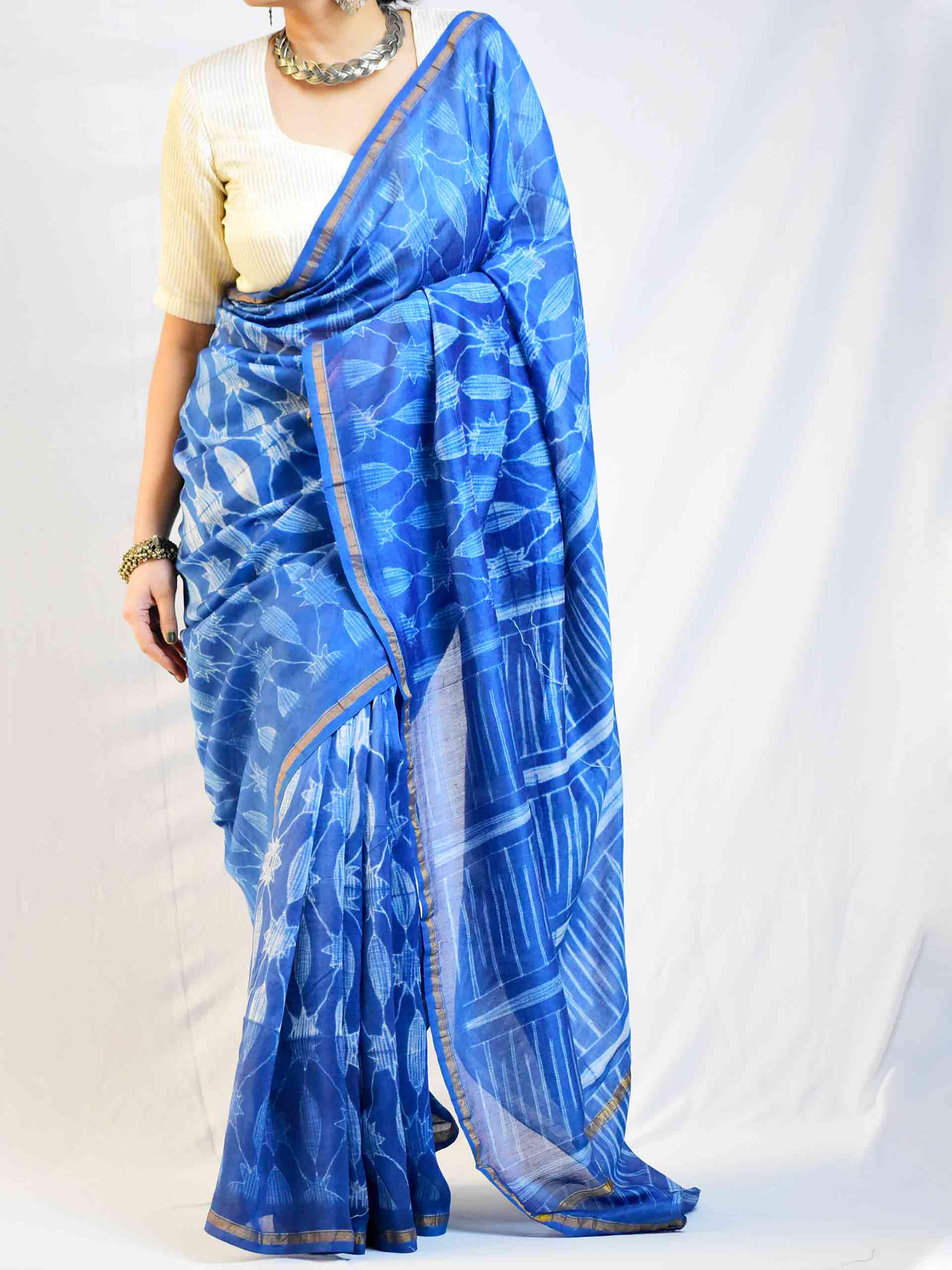 Shibori Chanderi Silk Saree Online