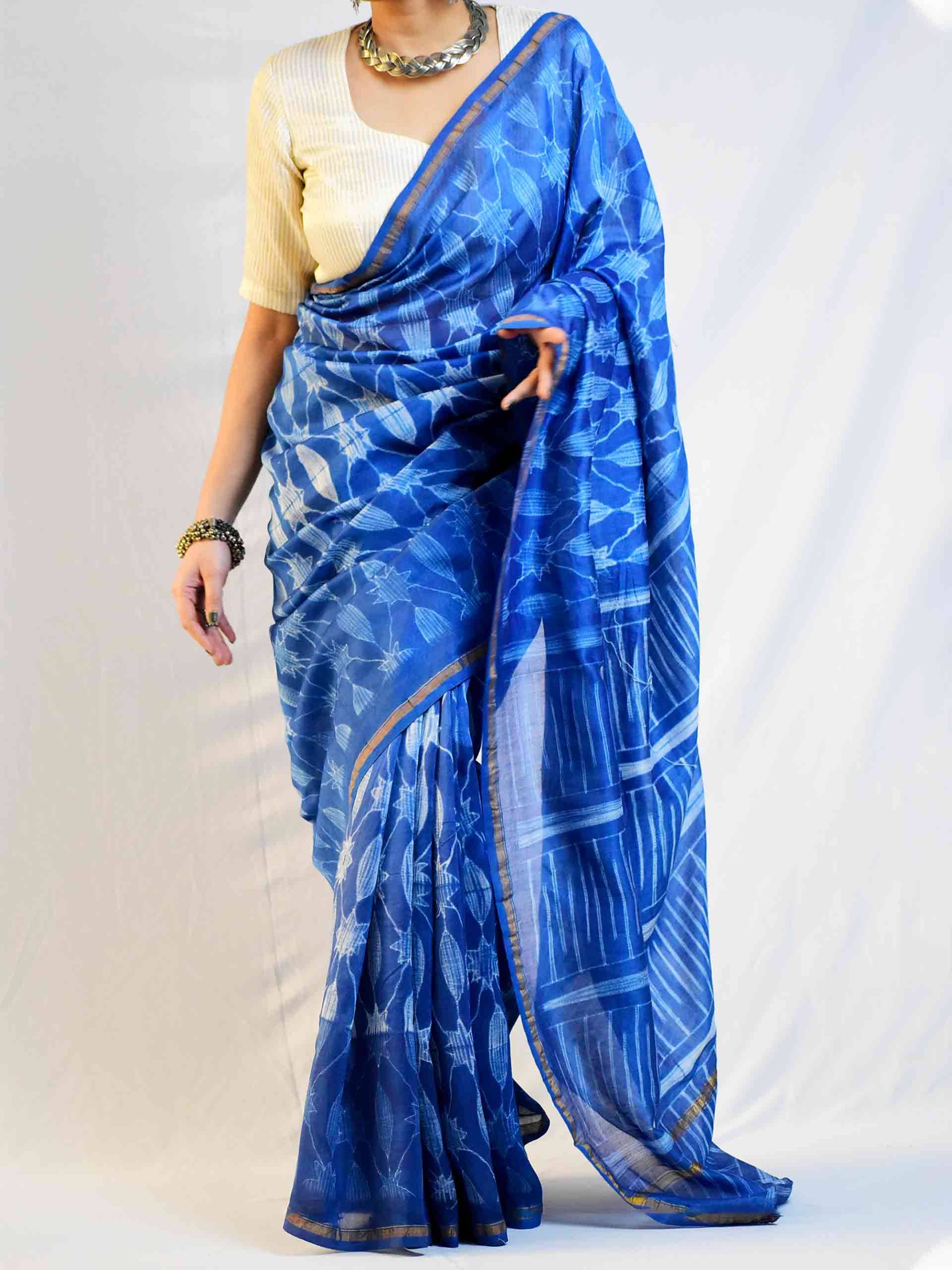 Shibori Chanderi Silk Saree Online