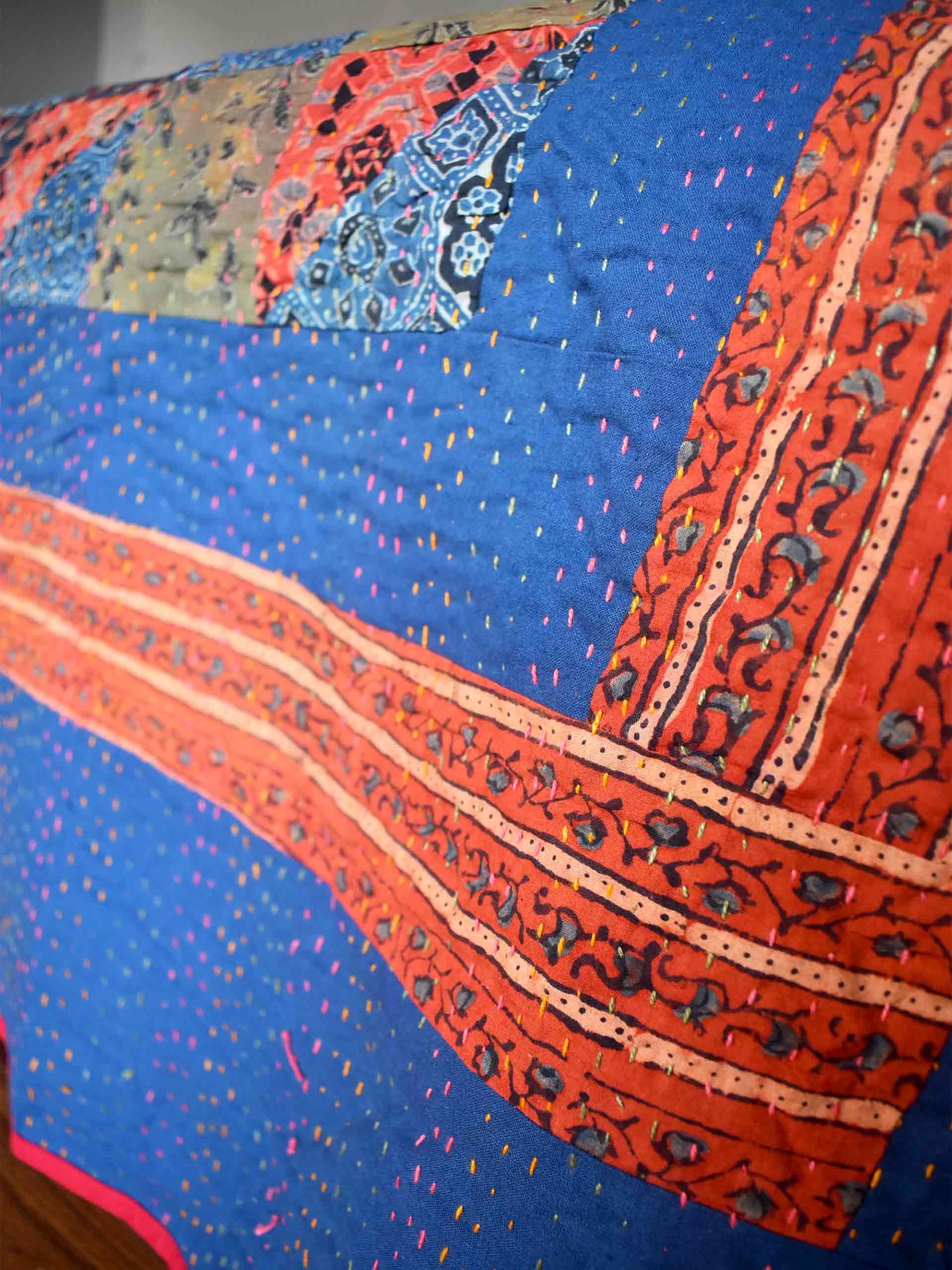 Lasa - Ajrakh Patchwork kantha Bedcover