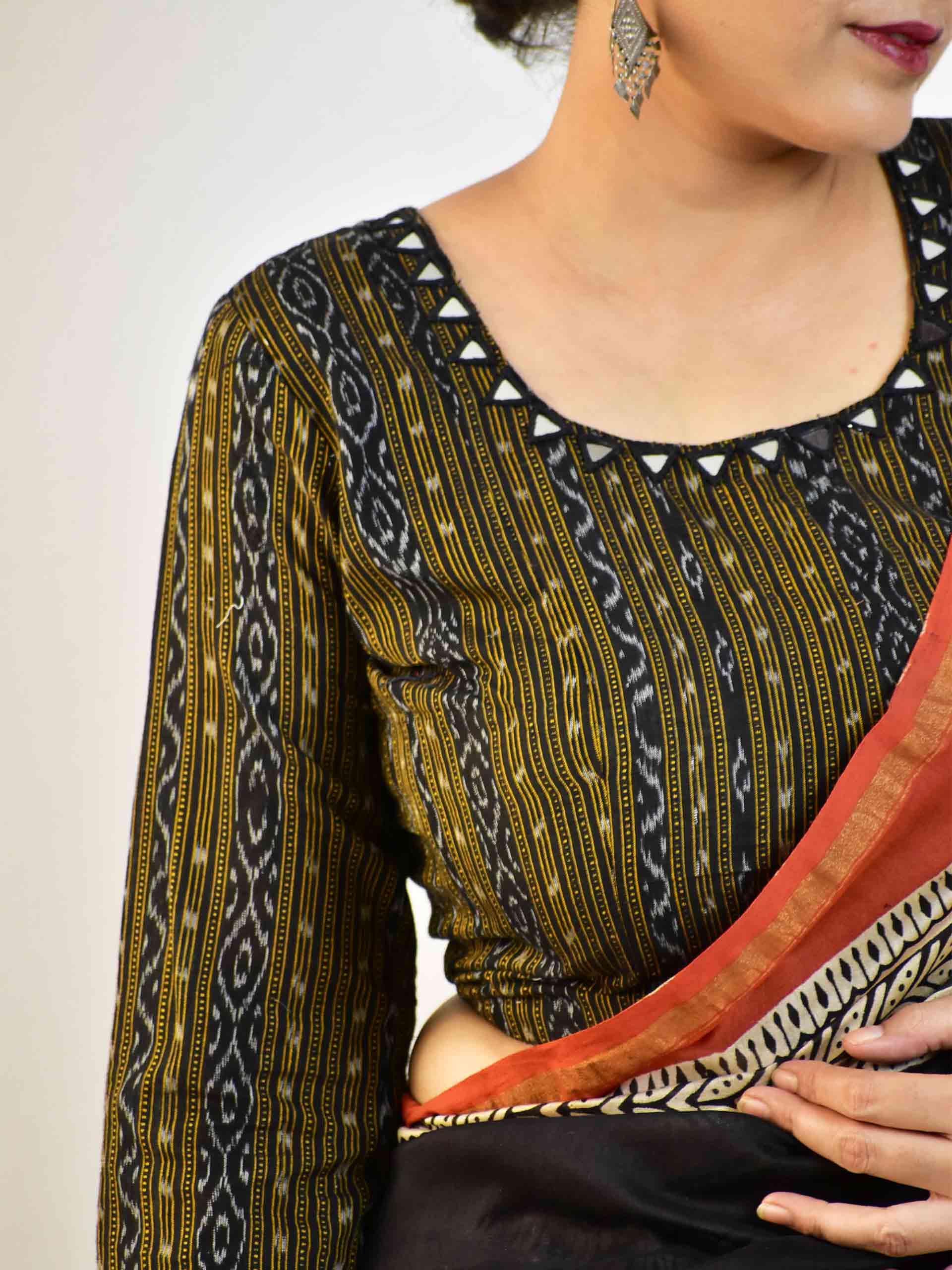 Ikat Kutch mirror work blouse