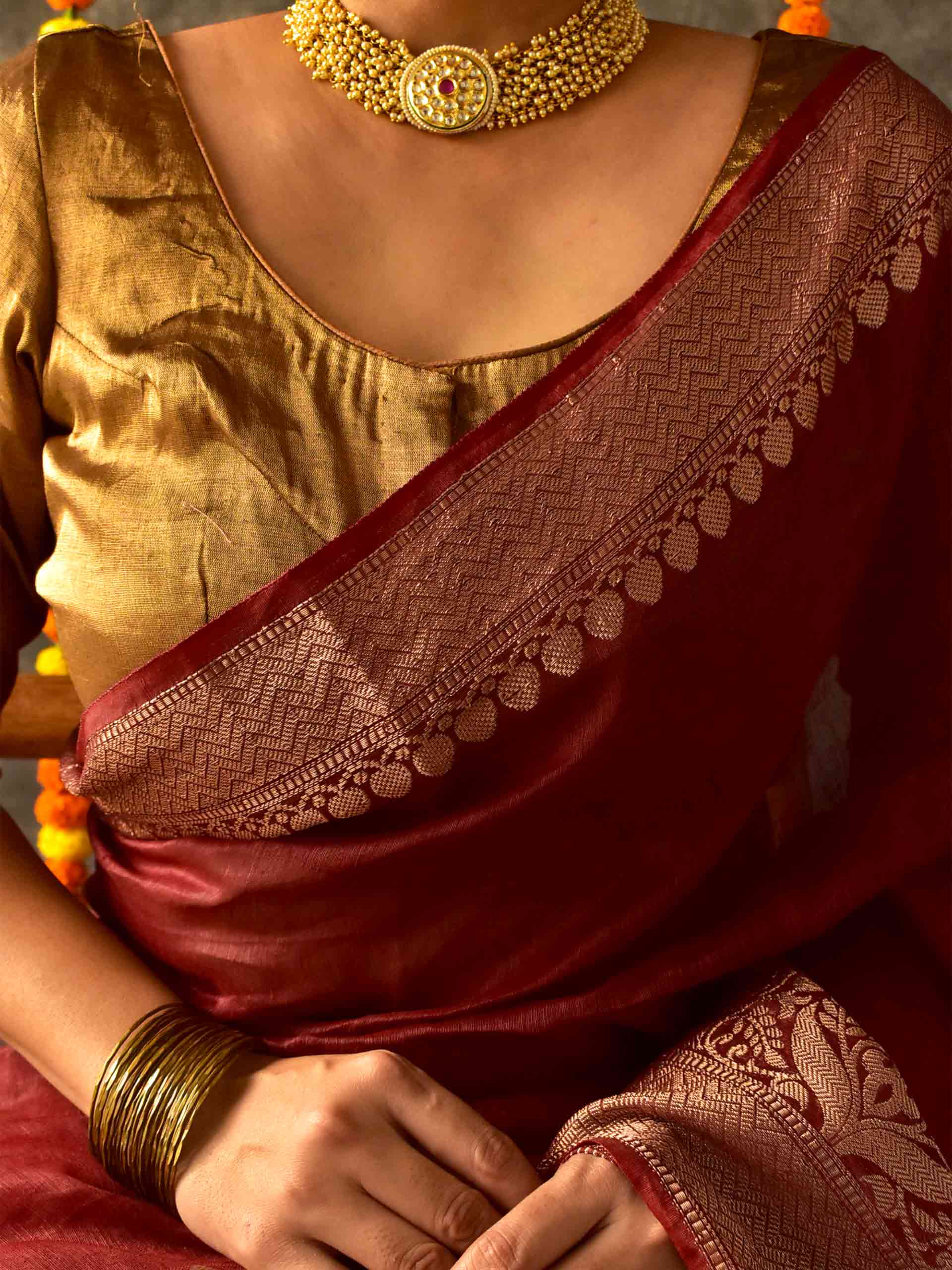 Mitwa - Linen zari Saree
