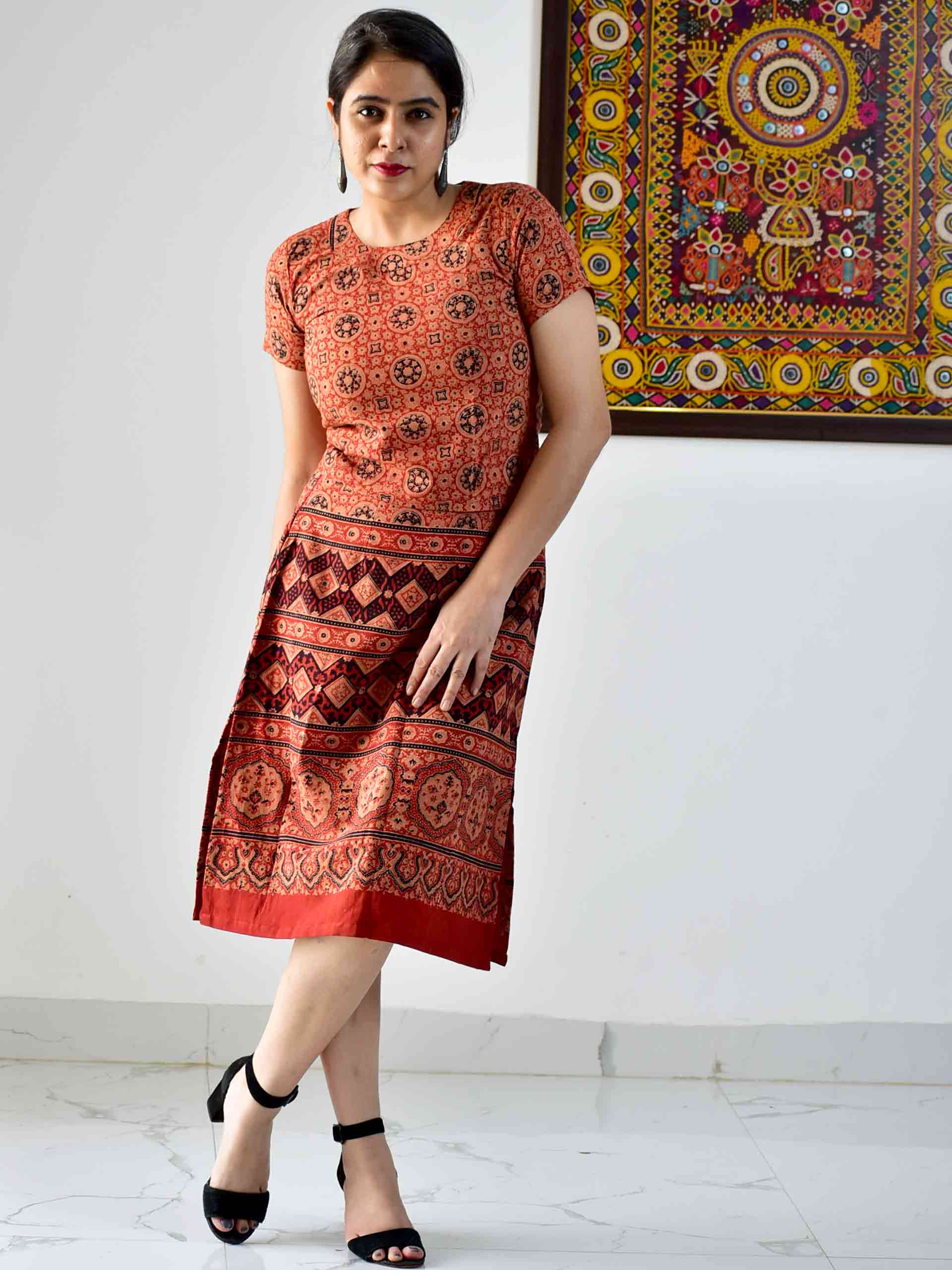 Sunsets -  Ajrakh hand block printed skirt set