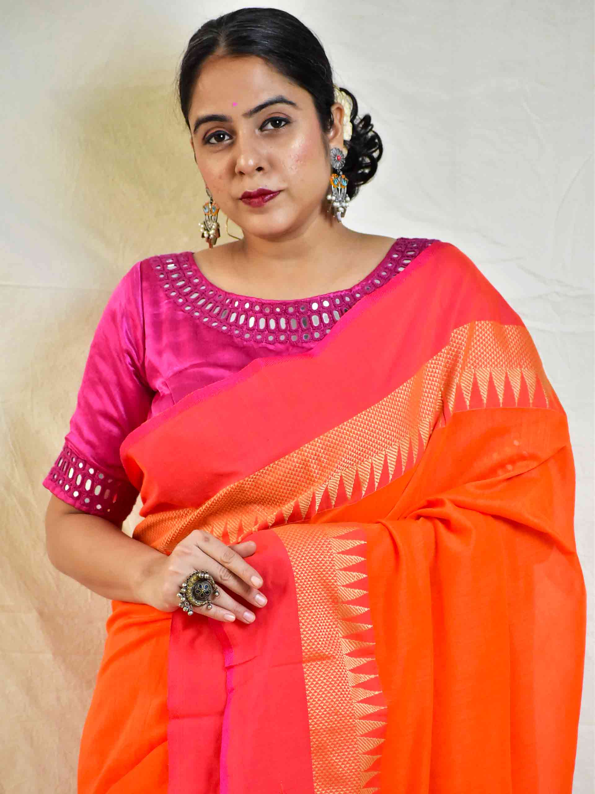 cotton saree with woven border