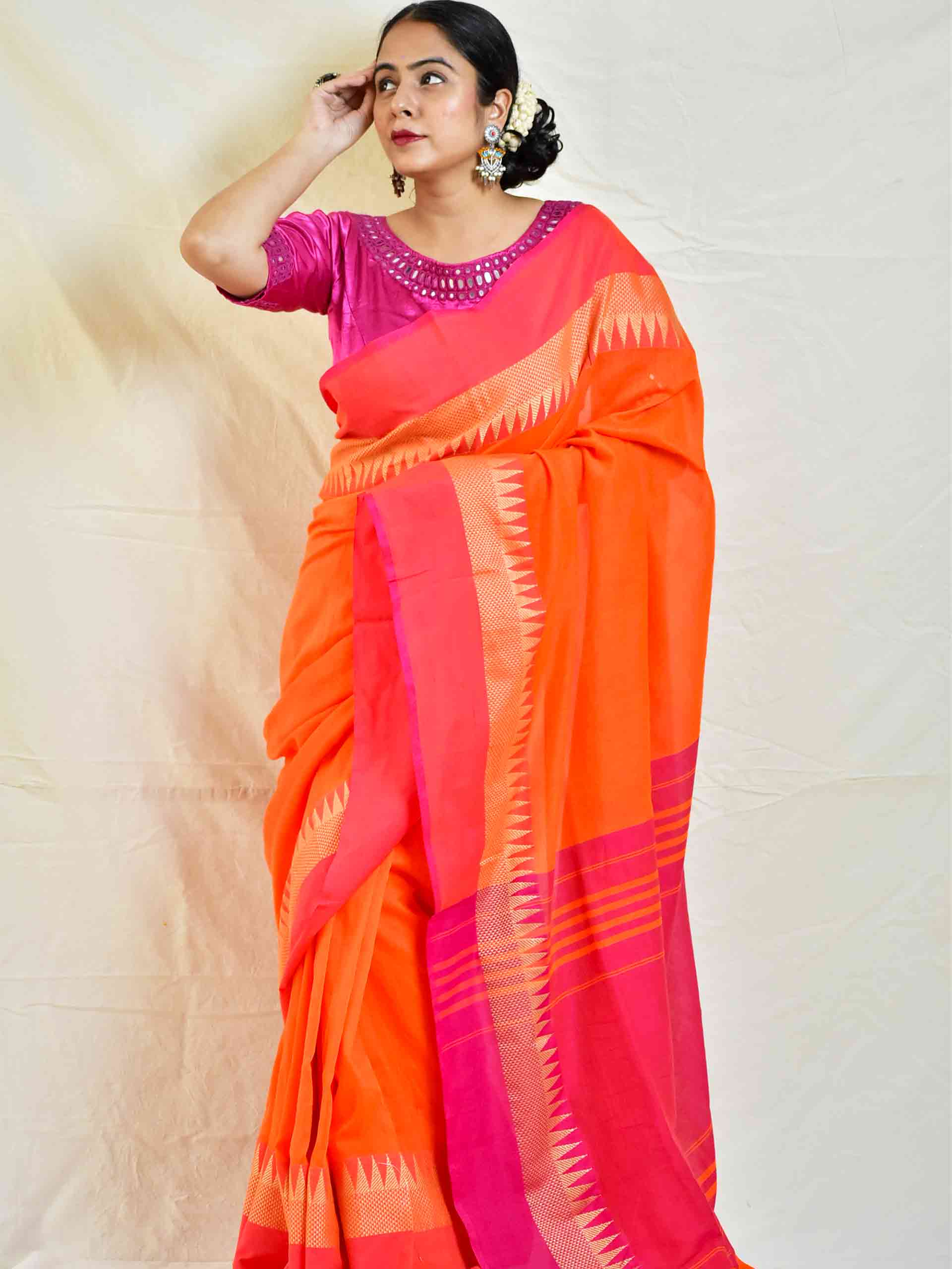 cotton saree with woven border