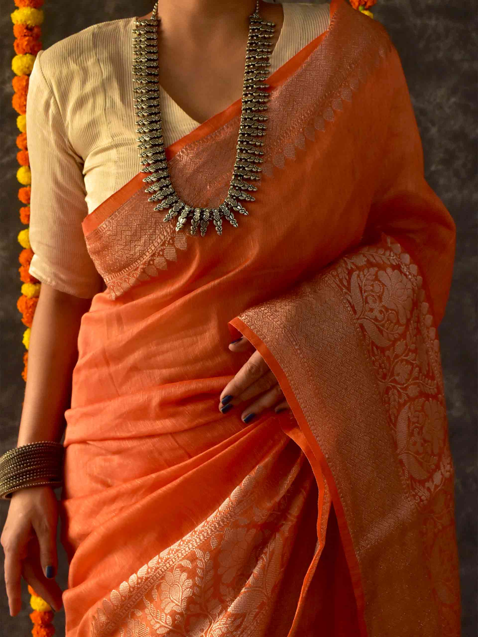 Narang - Linen Zari Saree