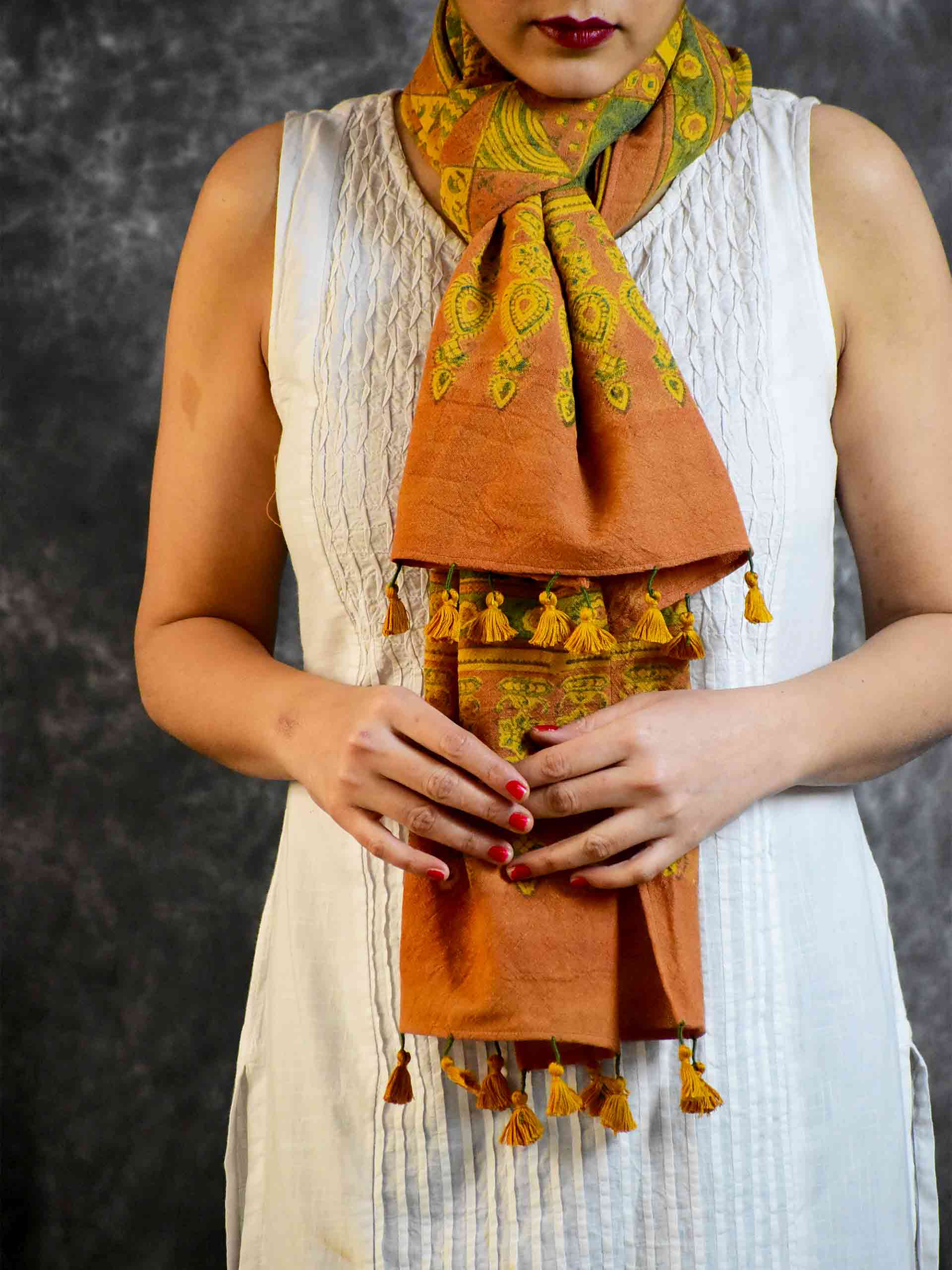 Buy Ajrakh Handloom Merino Wool Stole Online