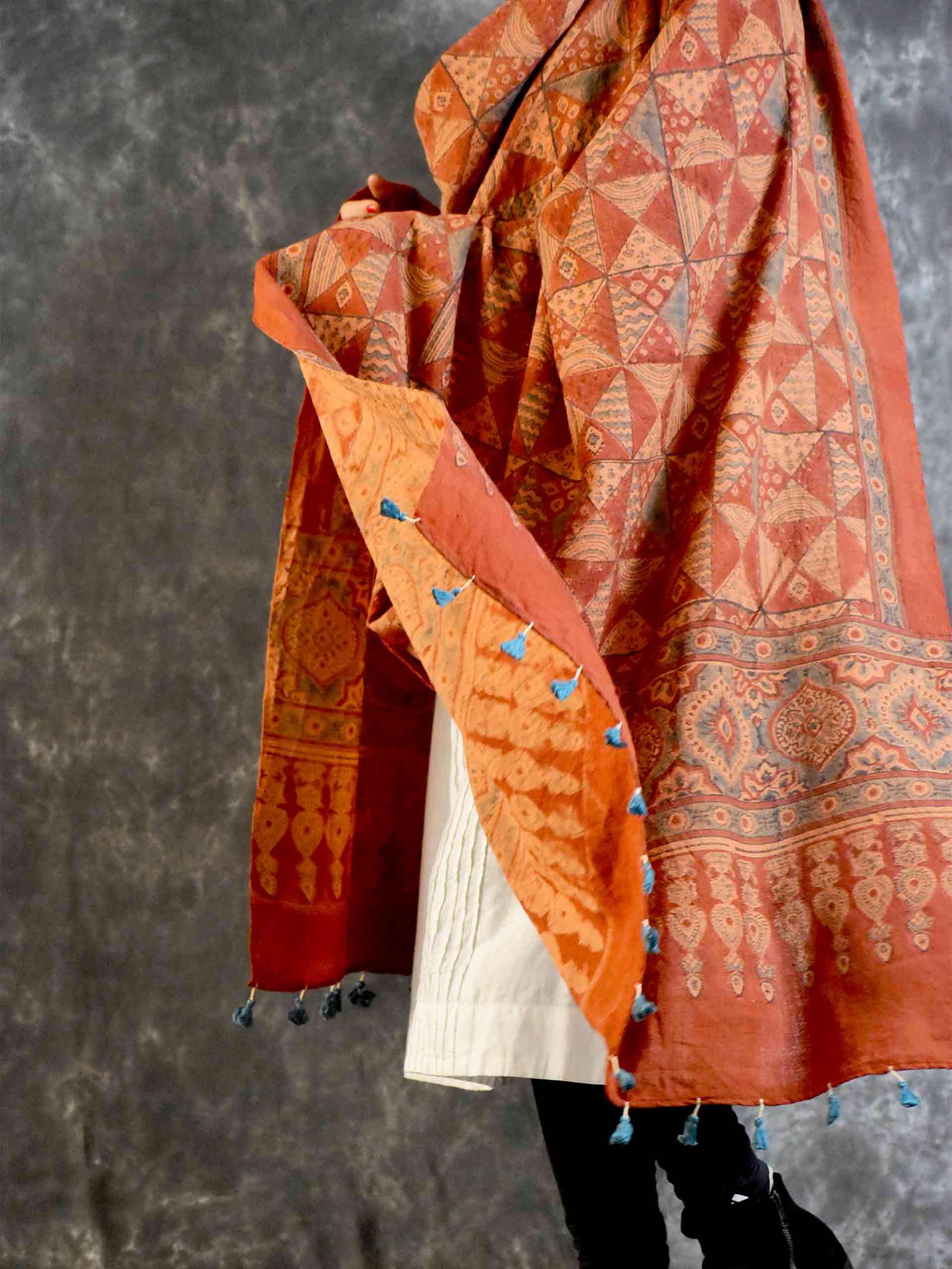 Buy Ajrakh Handloom Merino Wool Shawl Online