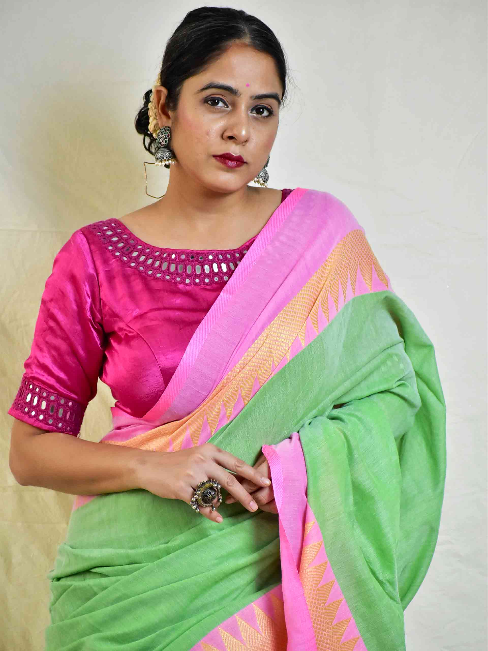 cotton saree with woven border