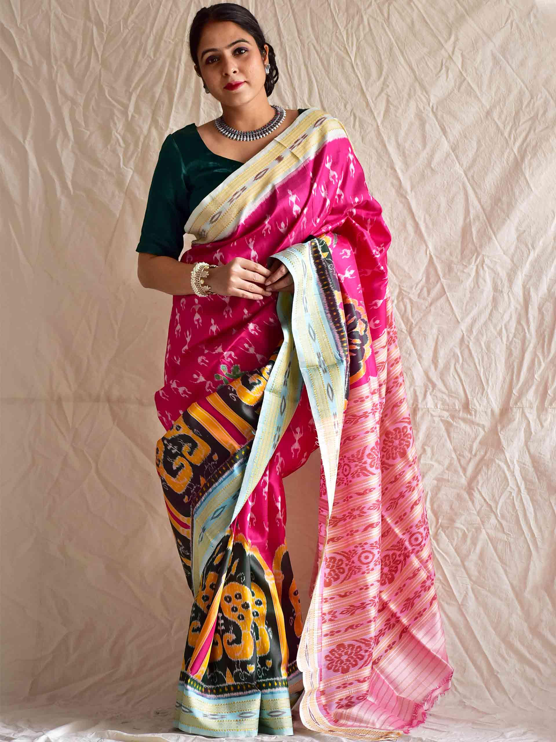 Sky fall - Handwoven ikat saree