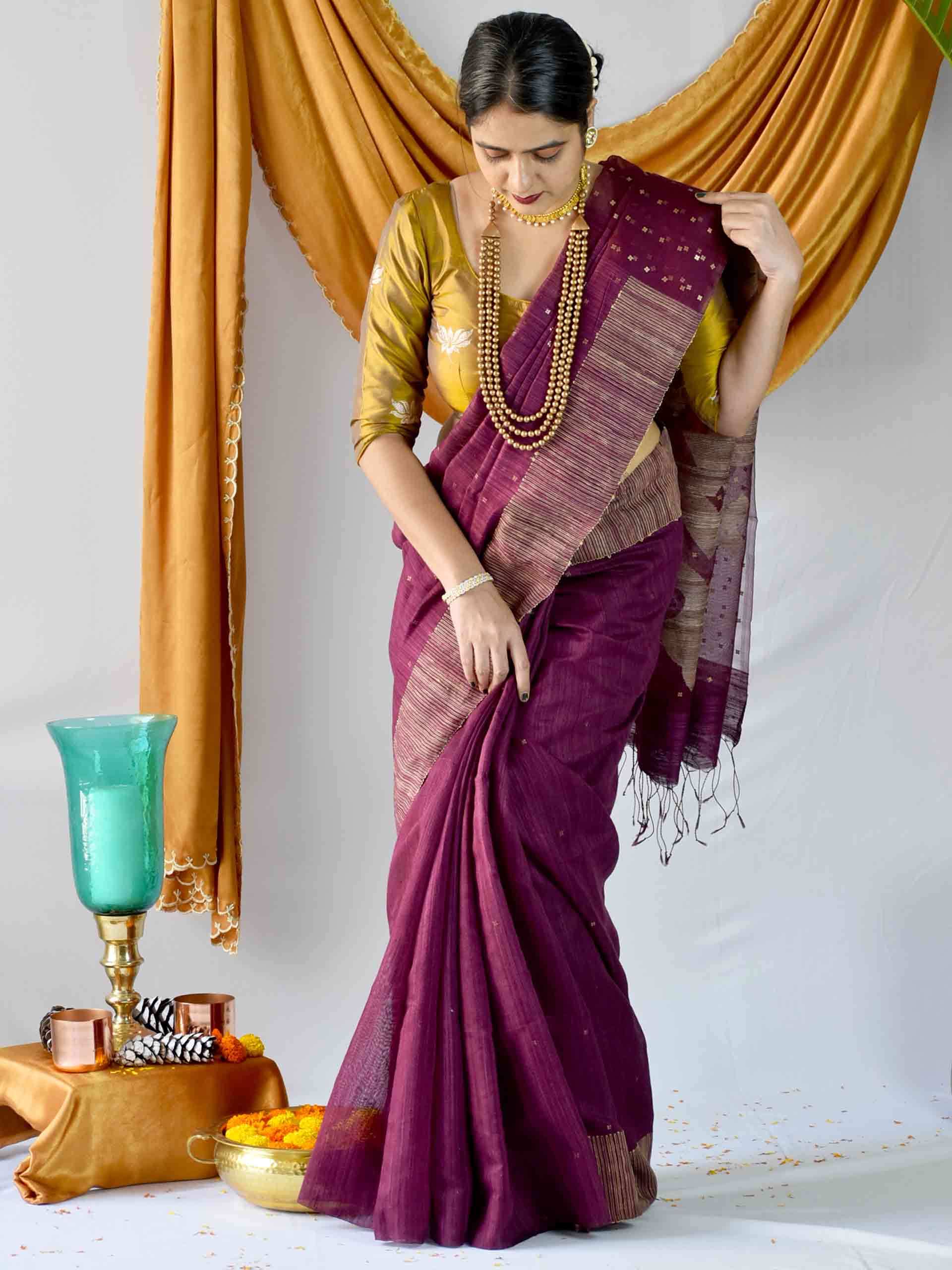 Matka Silk Jamdani Saree