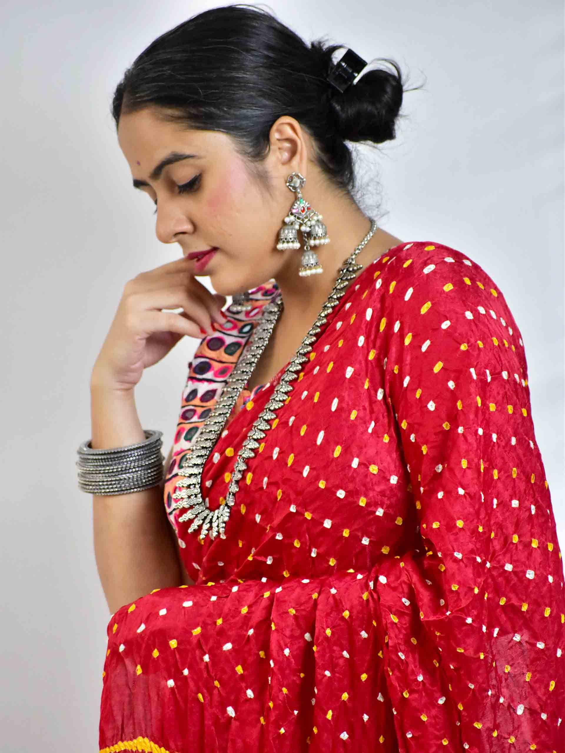 Kalash - Rai Bandhej zari pallu Gajji Silk Saree