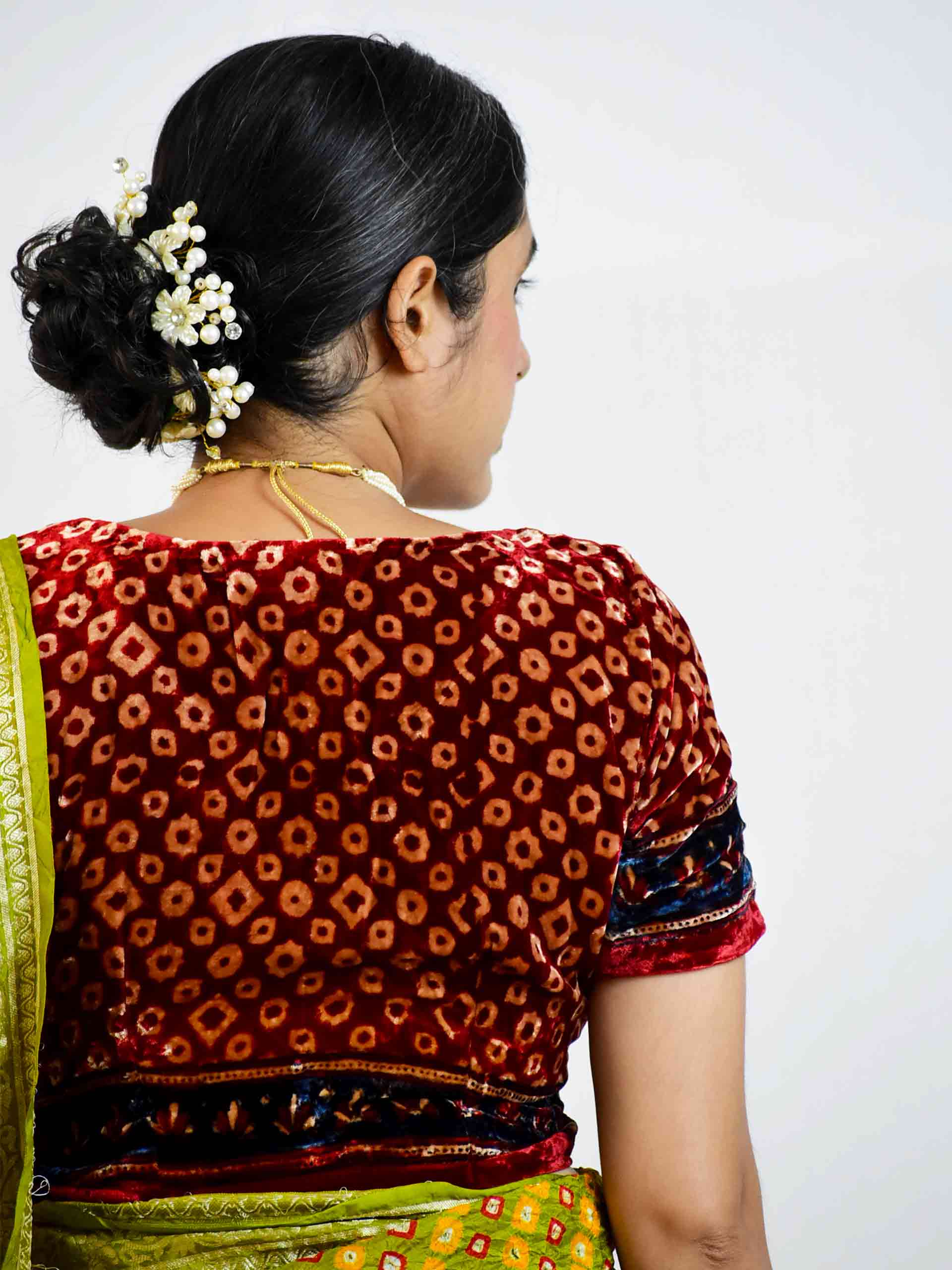 Ajrakh silk Velvet Blouse