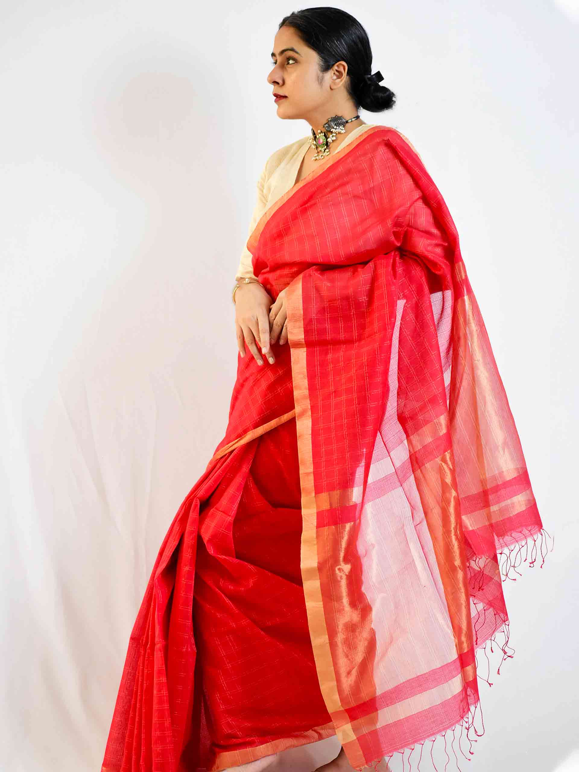Shop Bengal handloom Zari Kota saree