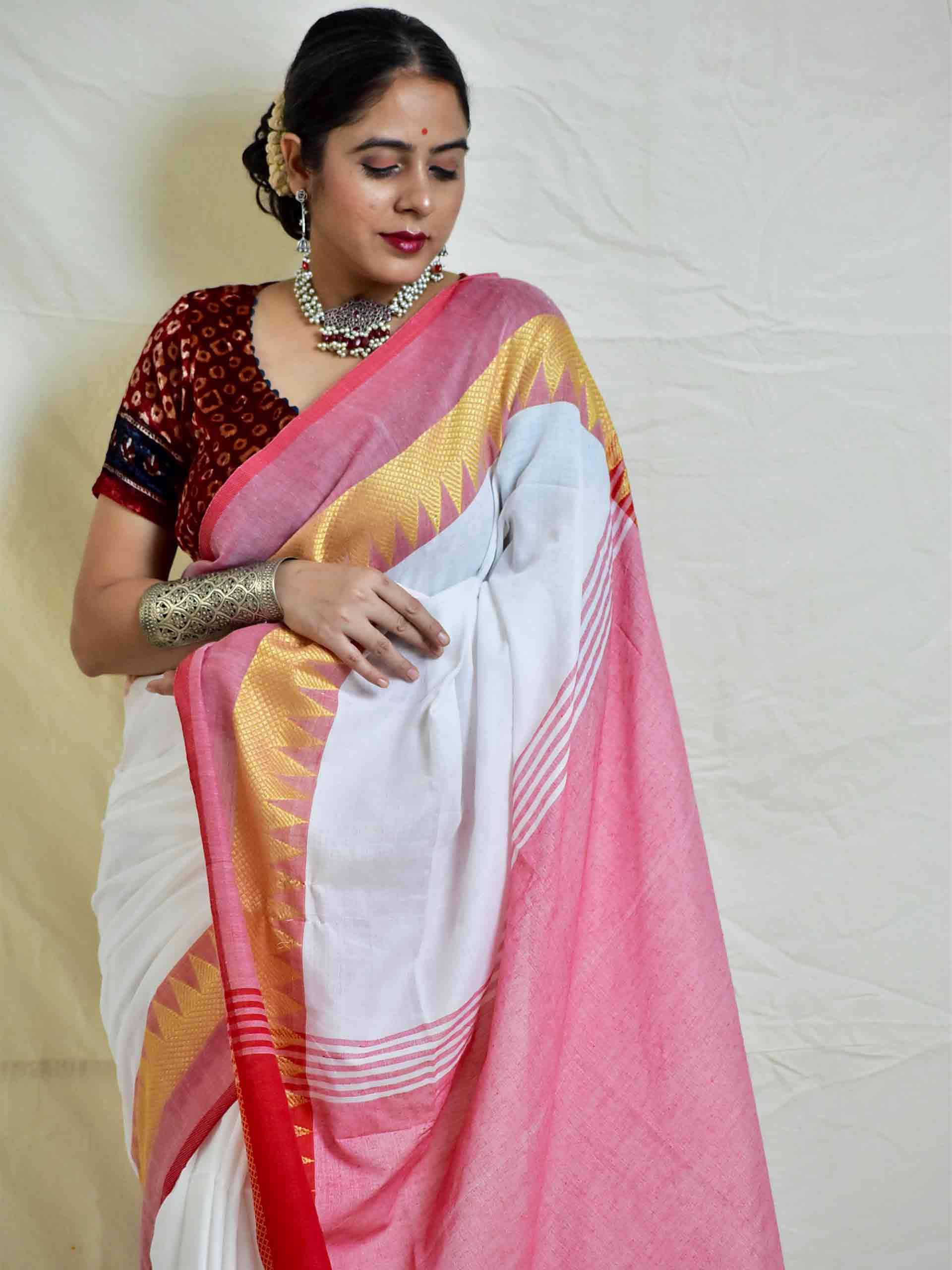 cotton saree with woven border
