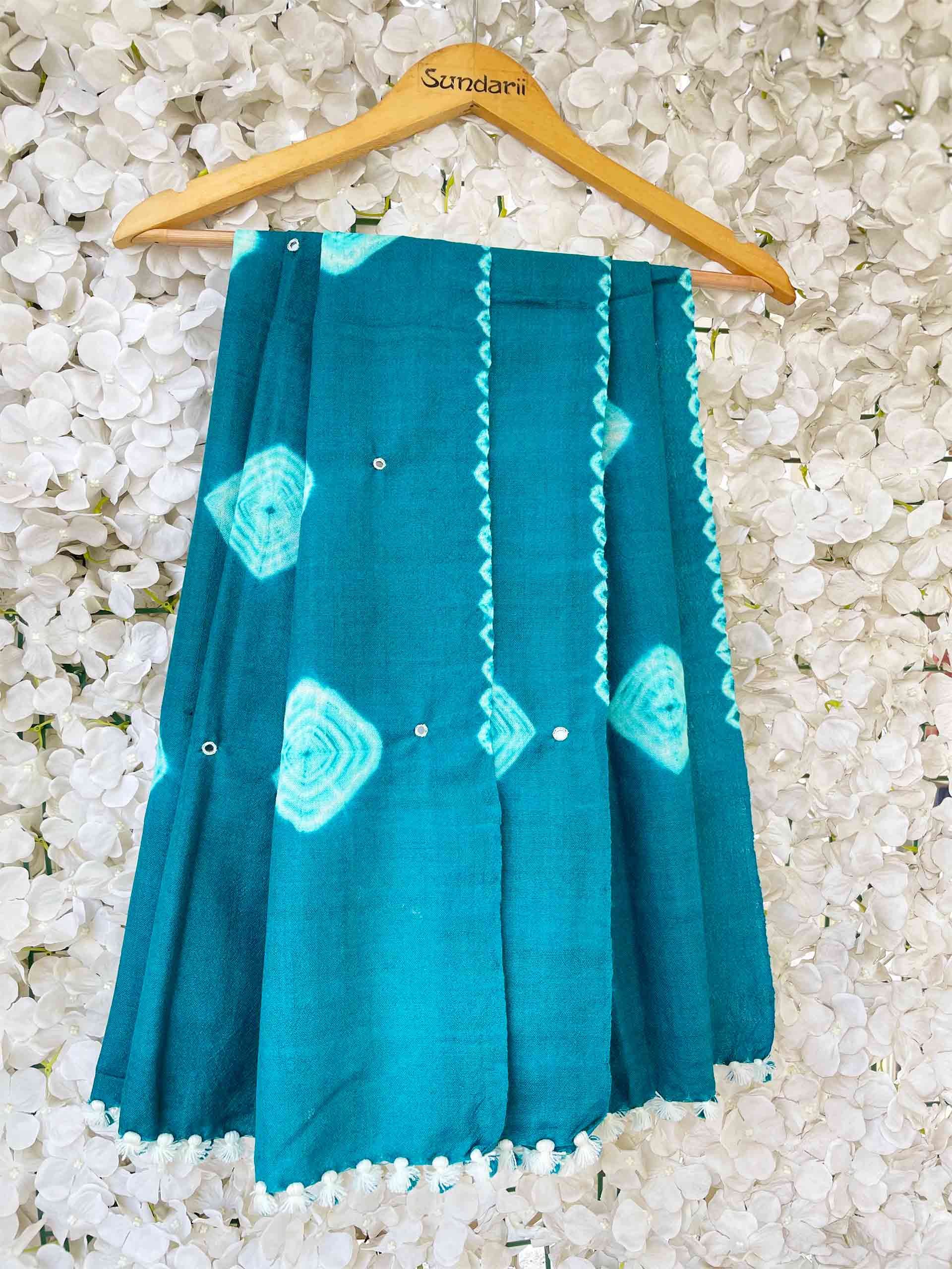 Buy Sky Blue Handloom Merino Wool Embroidered Stole Online