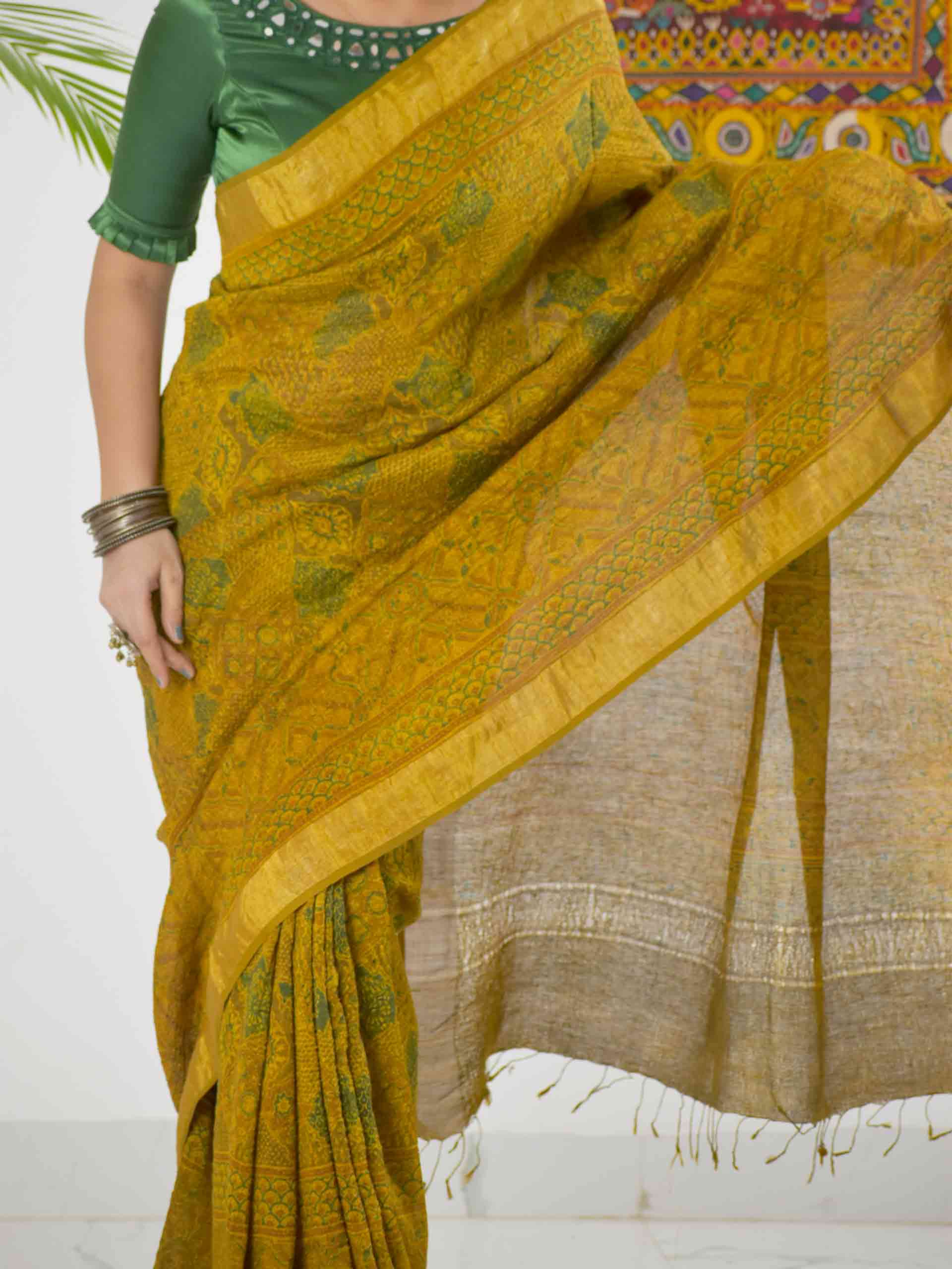 Pure Linen Silk Sarees online