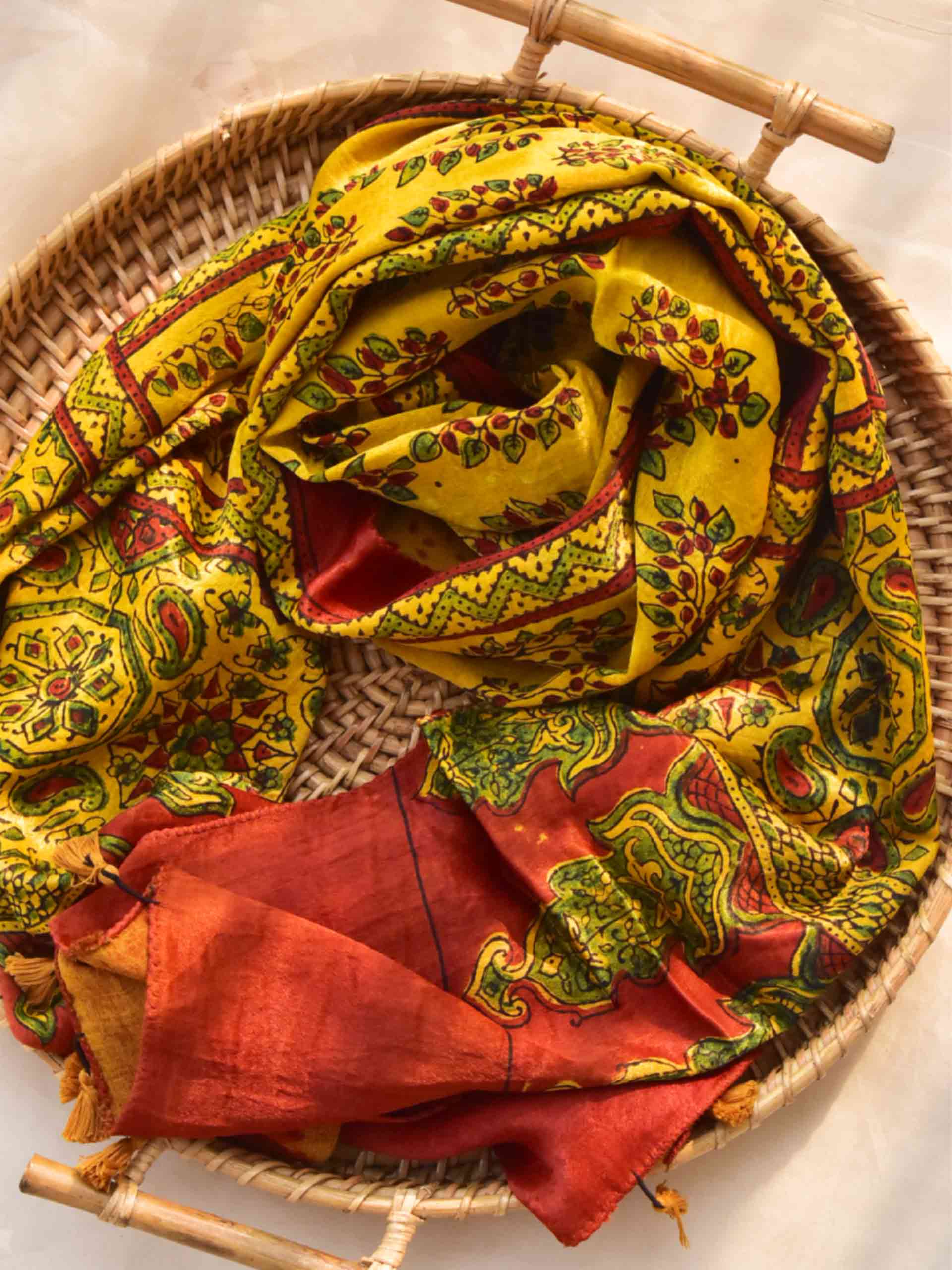 Sunnies - Ajrakh hand block printed Mashru silk stole
