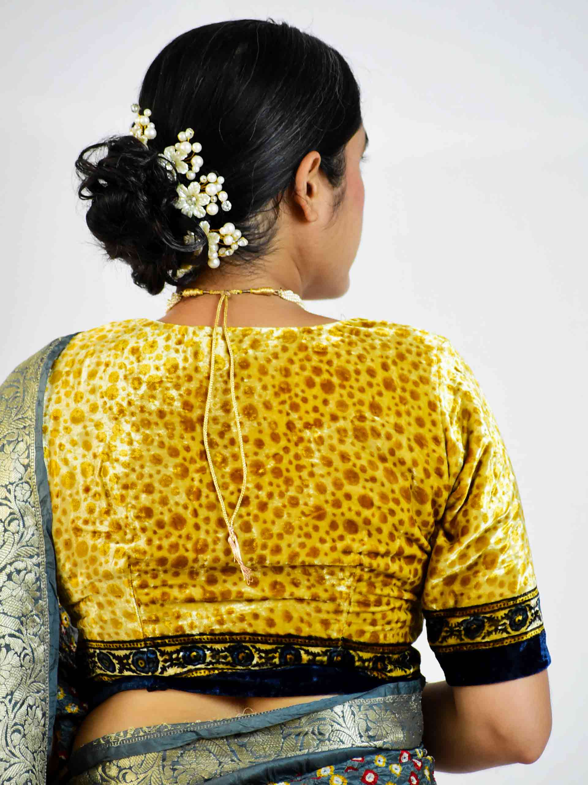 Gleaming - Ajrakh silk Velvet Blouse