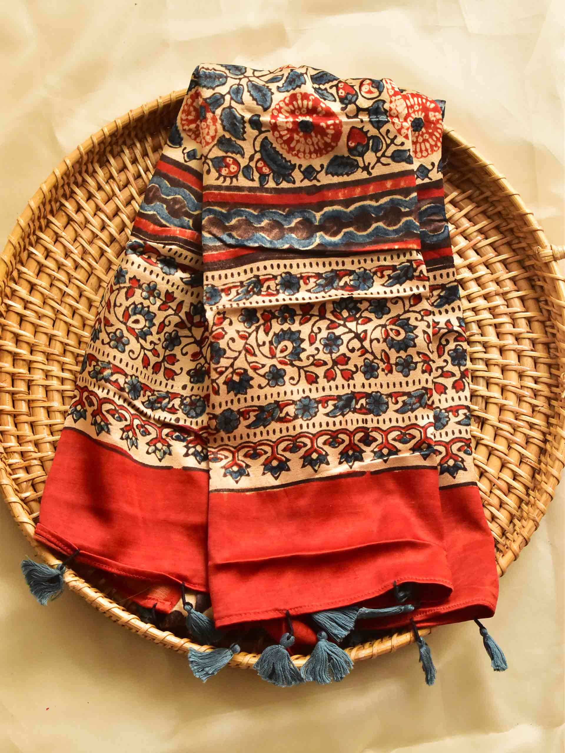 Dance - Ajrakh hand block printed Mashru silk stole
