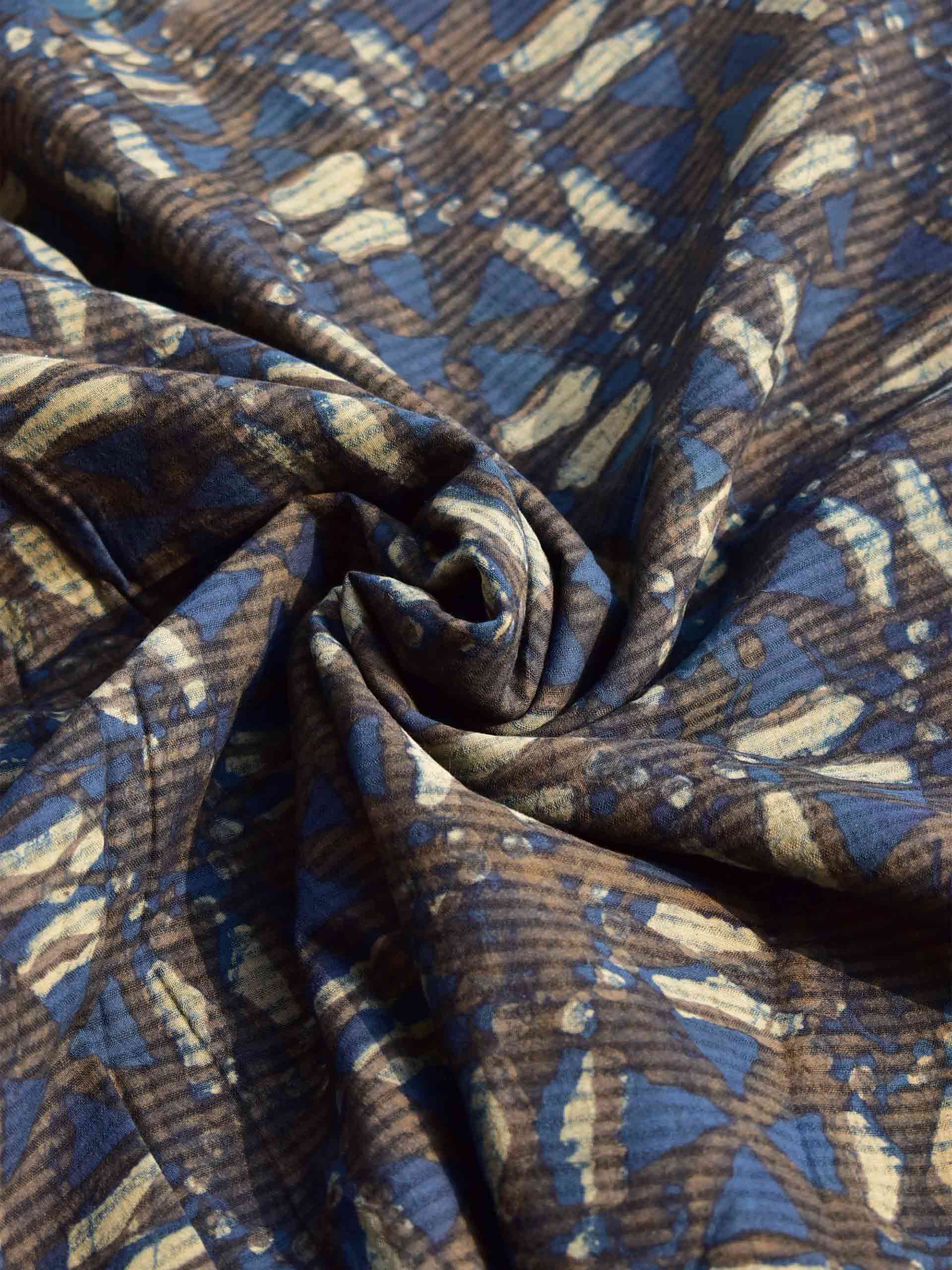 Steel - Hand block printed Cotton fabric 330 per meter