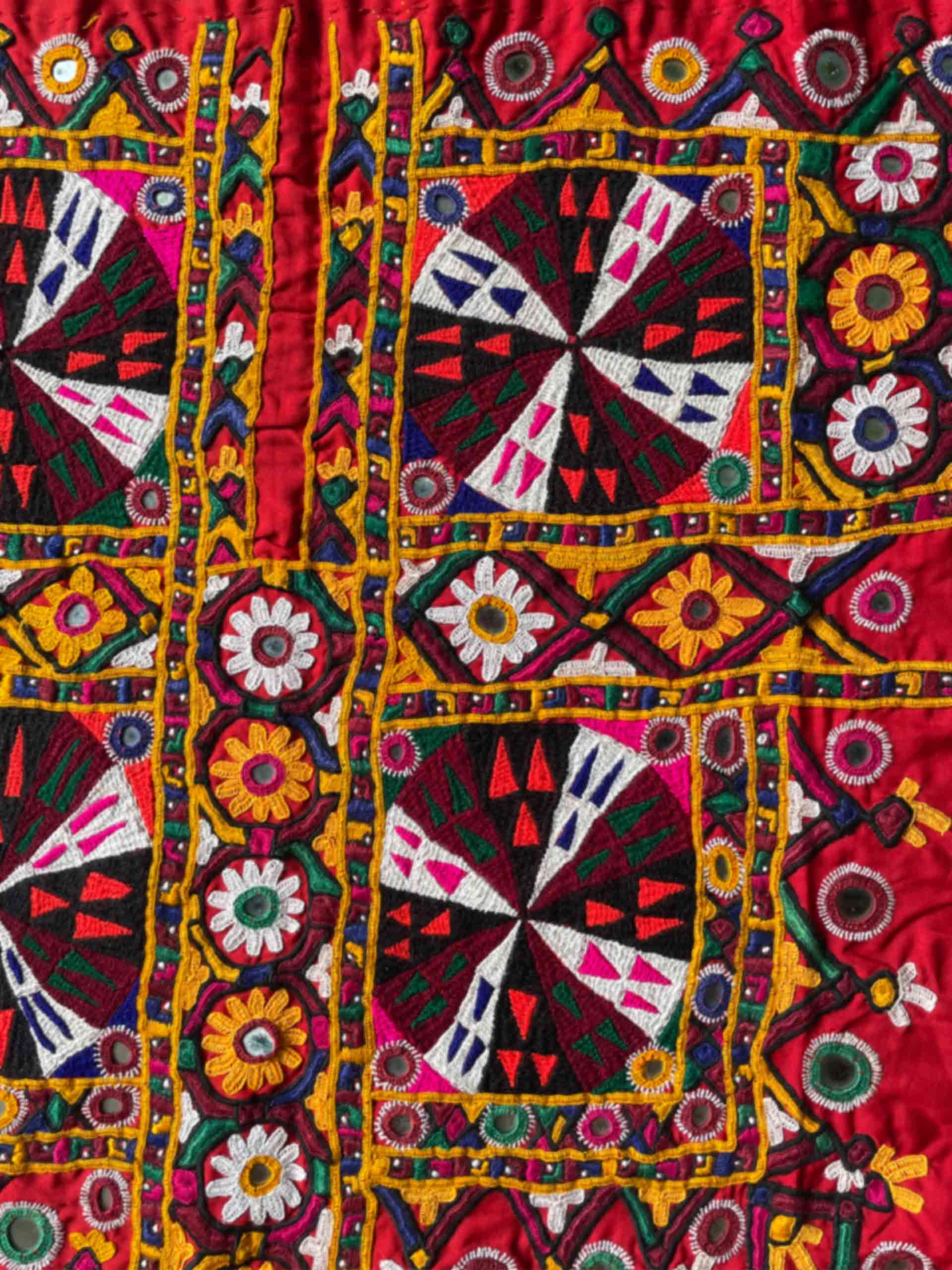 017 Vintage Mirror work Front Dress Patch 44*66cm